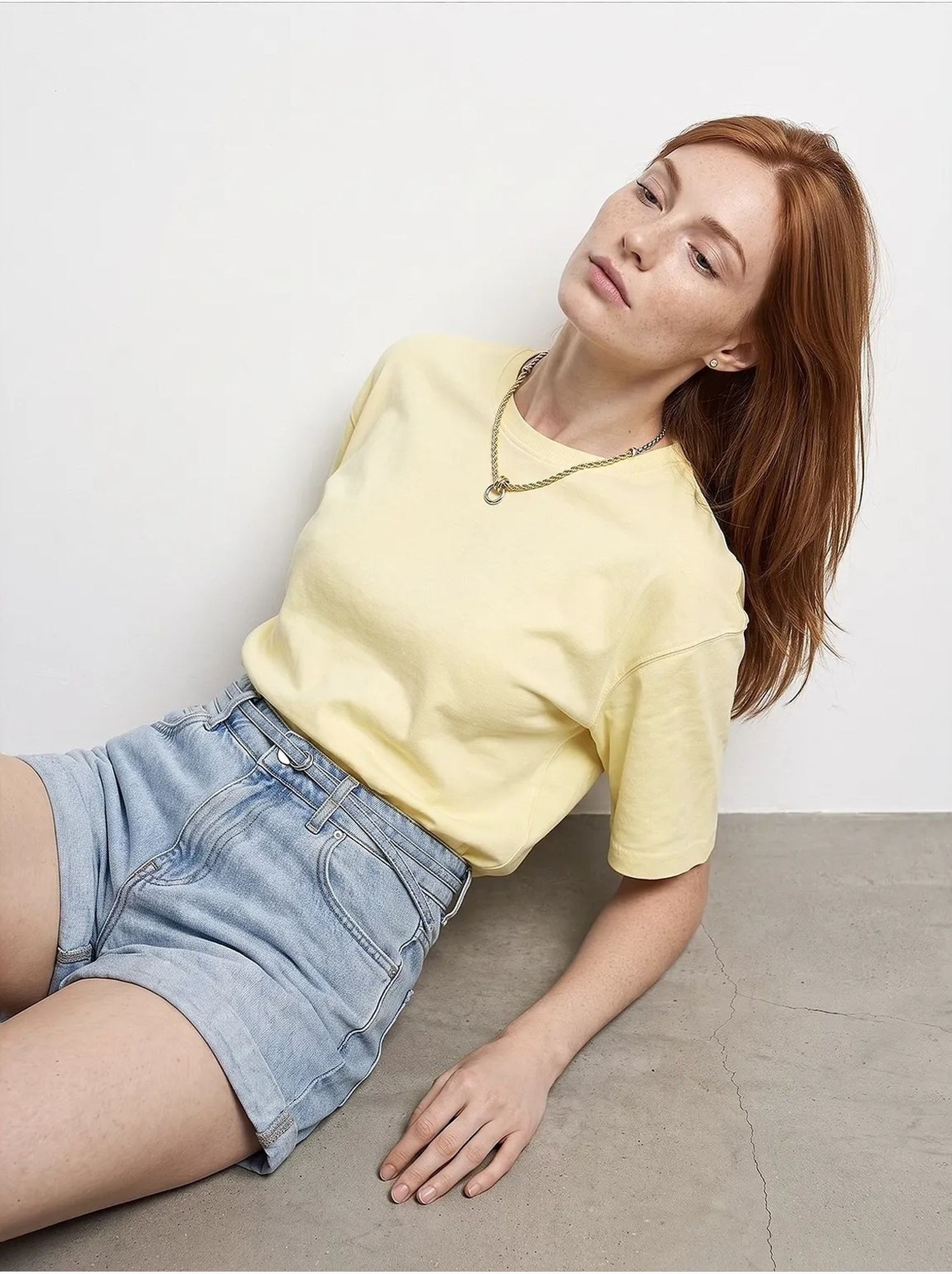 T-shirt oversize en coton à col rond dilvin - Jaune citron