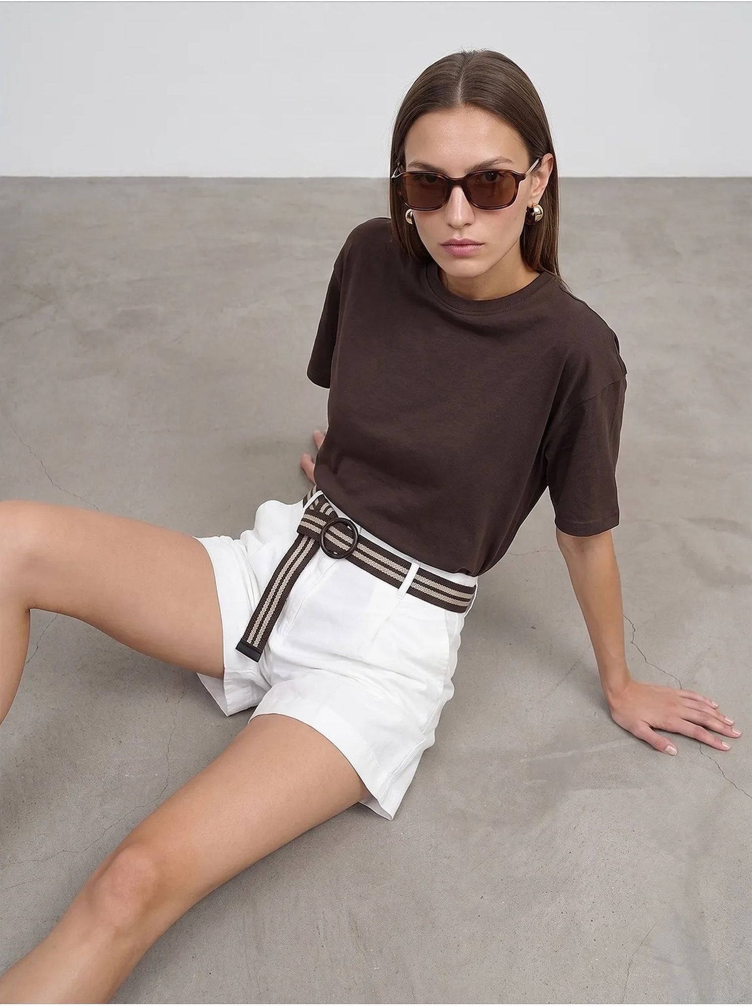 T-shirt oversize en coton à col rond dilvin - Marron