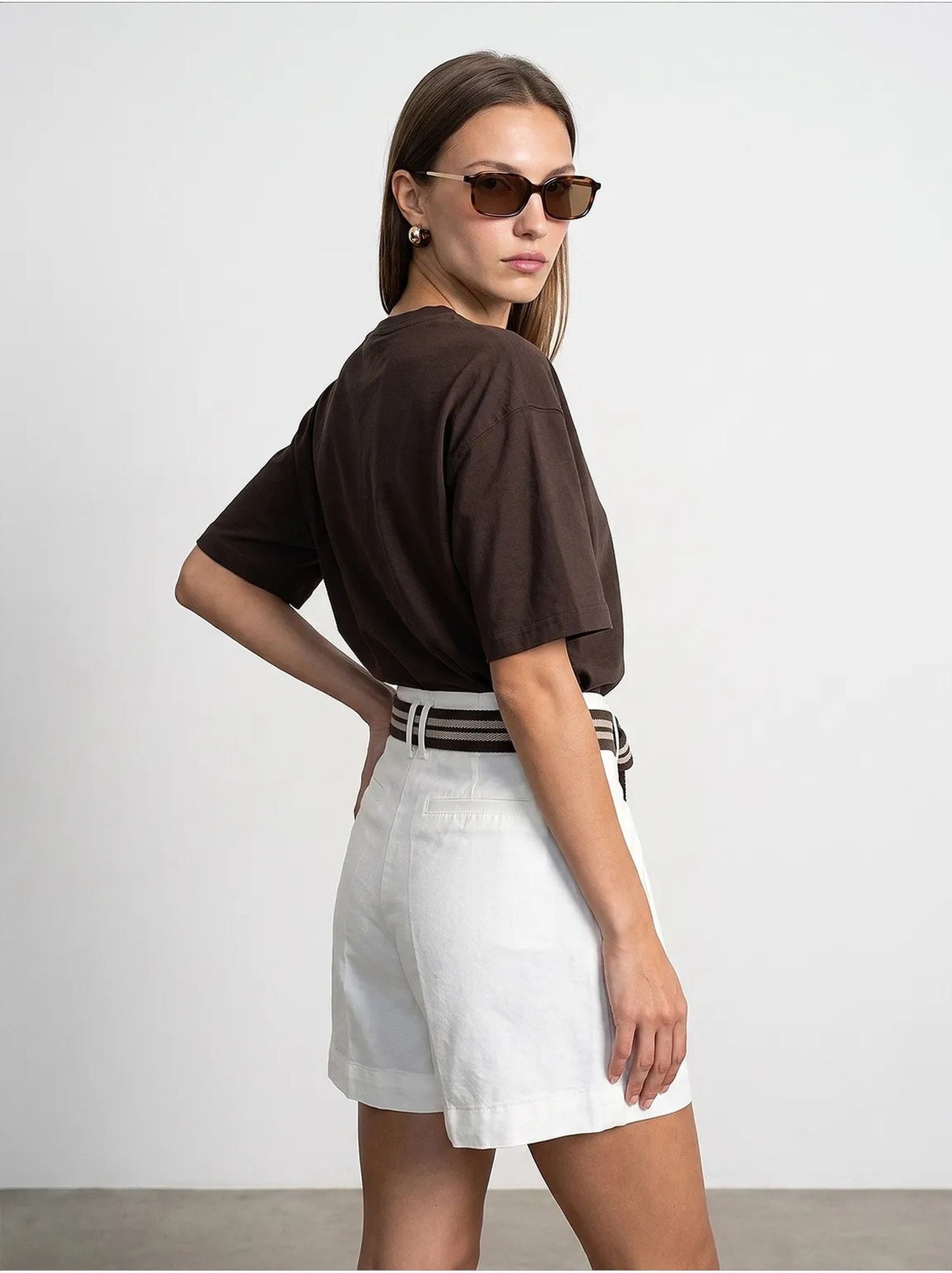 T-shirt oversize en coton à col rond dilvin - Marron