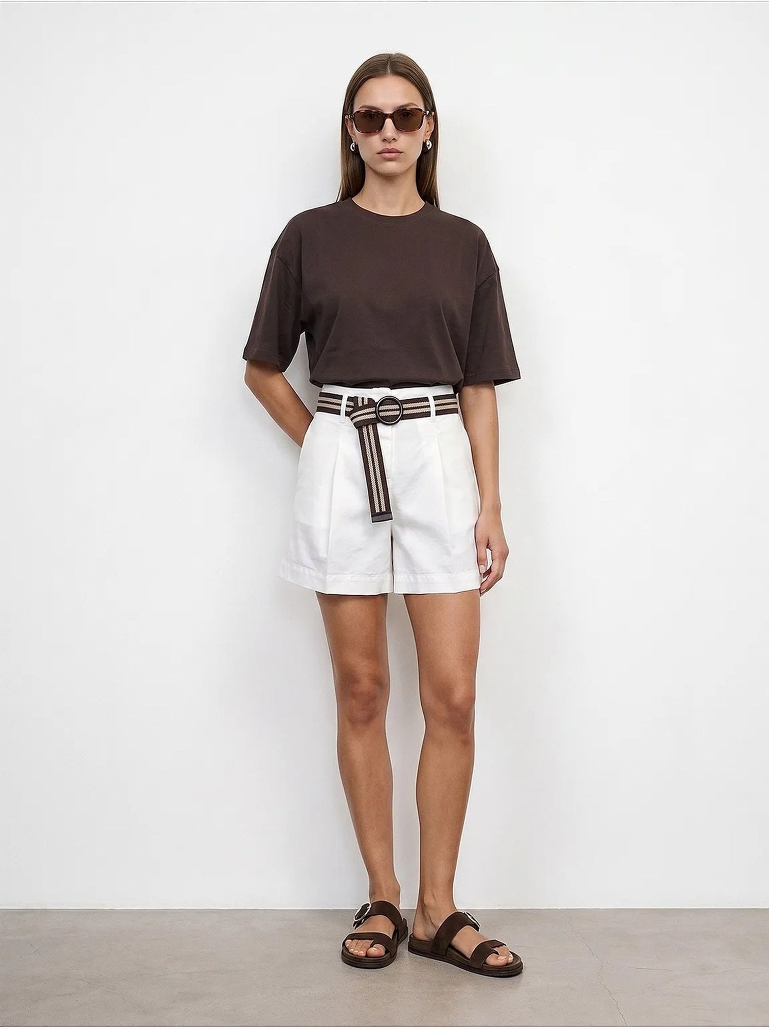 T-shirt oversize en coton à col rond dilvin - Marron