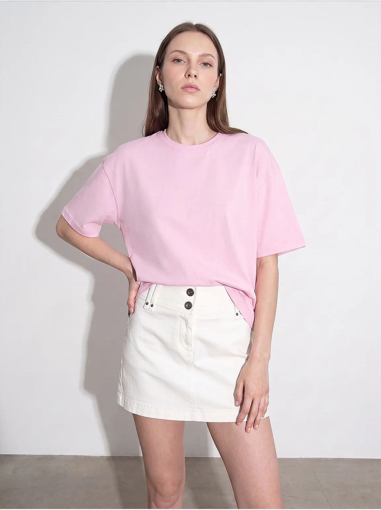 T-shirt oversize en coton à col rond dilvin - Rose clair