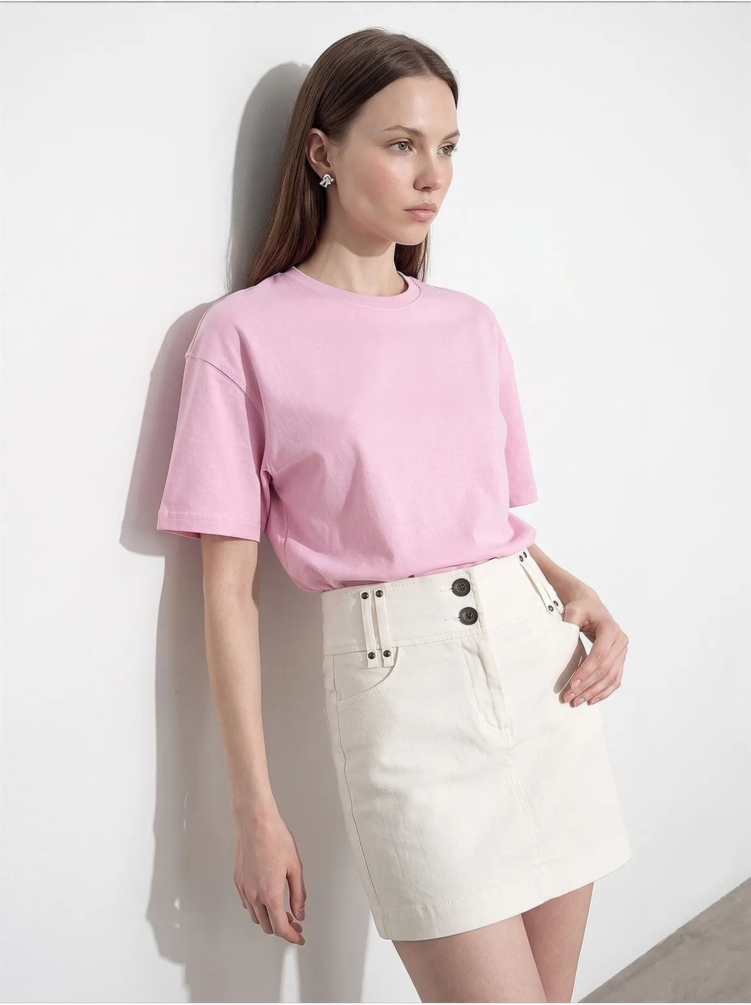 T-shirt oversize en coton à col rond dilvin - Rose clair
