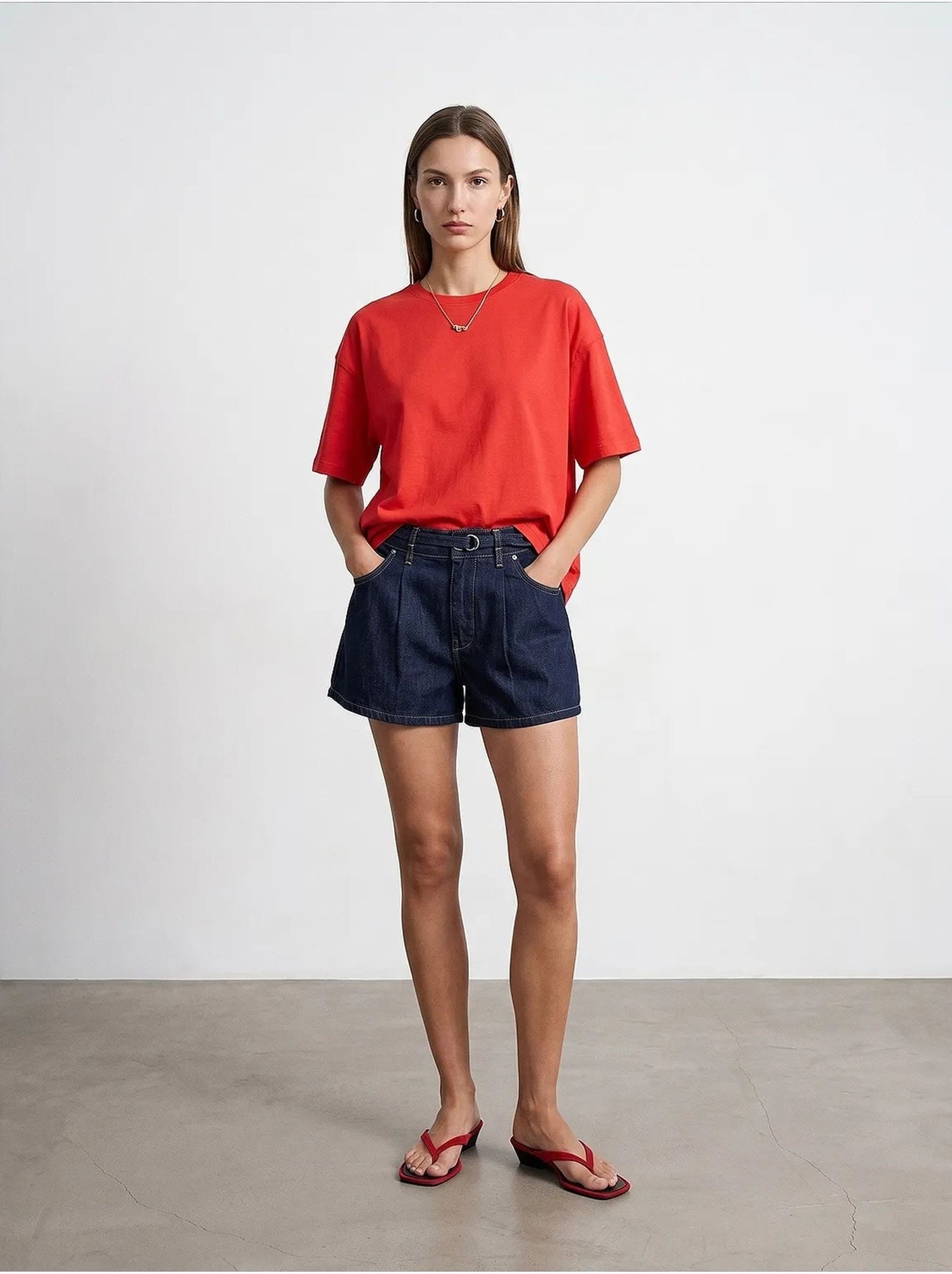 T-shirt oversize en coton à col rond dilvin - Rouge