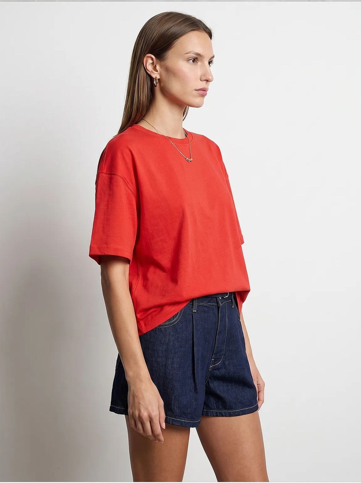 T-shirt oversize en coton à col rond dilvin - Rouge