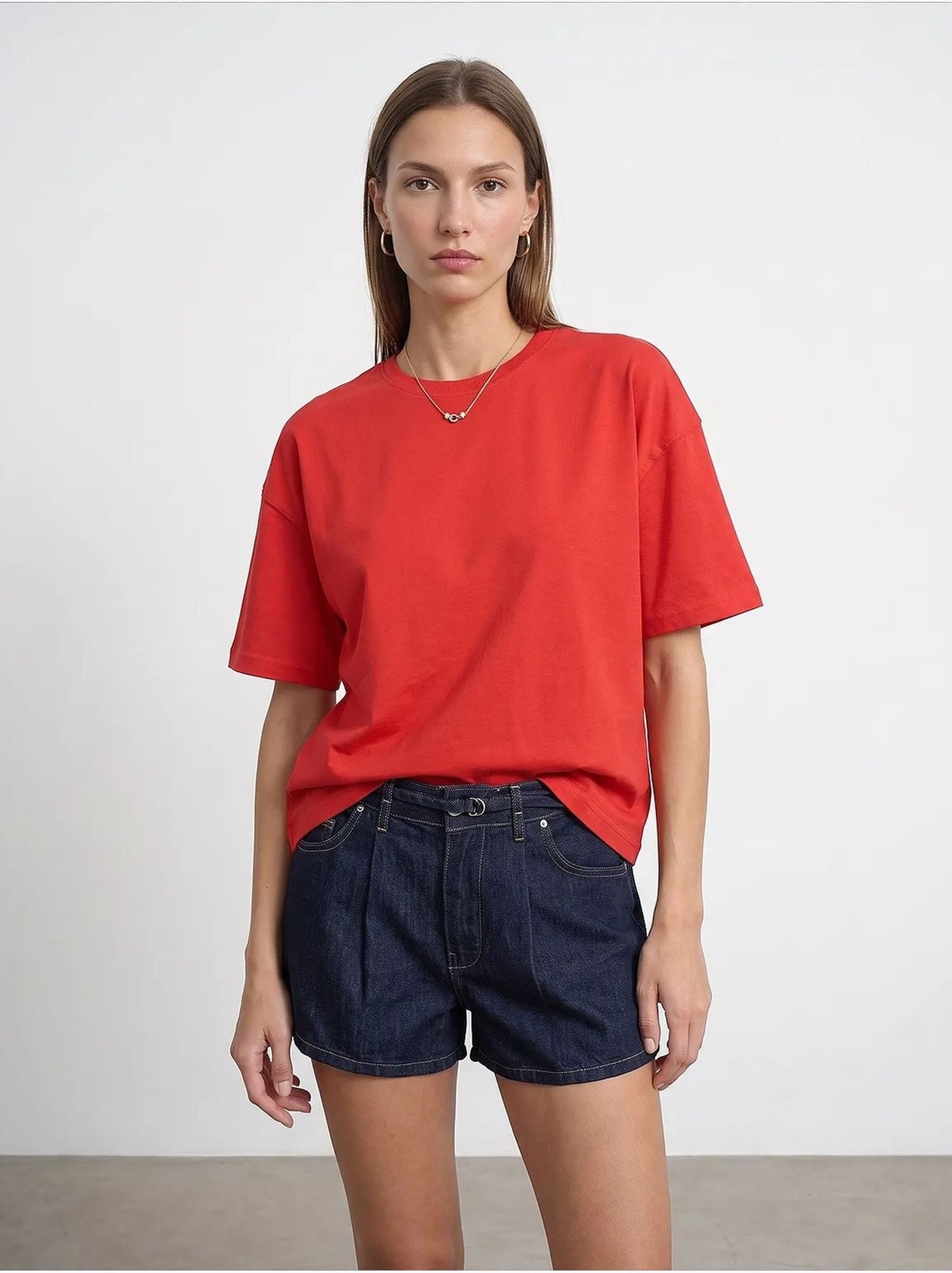 T-shirt oversize en coton à col rond dilvin - Rouge