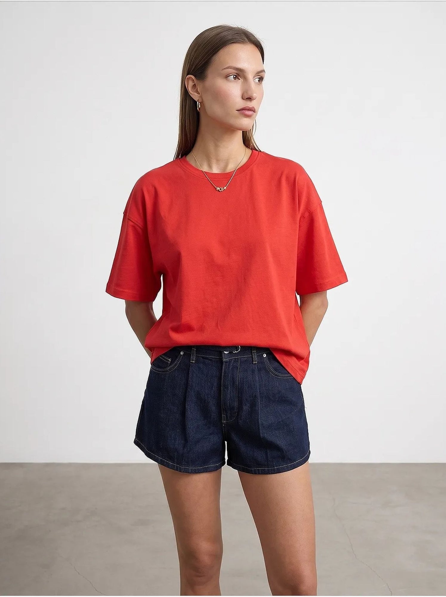 T-shirt oversize en coton à col rond dilvin - Rouge