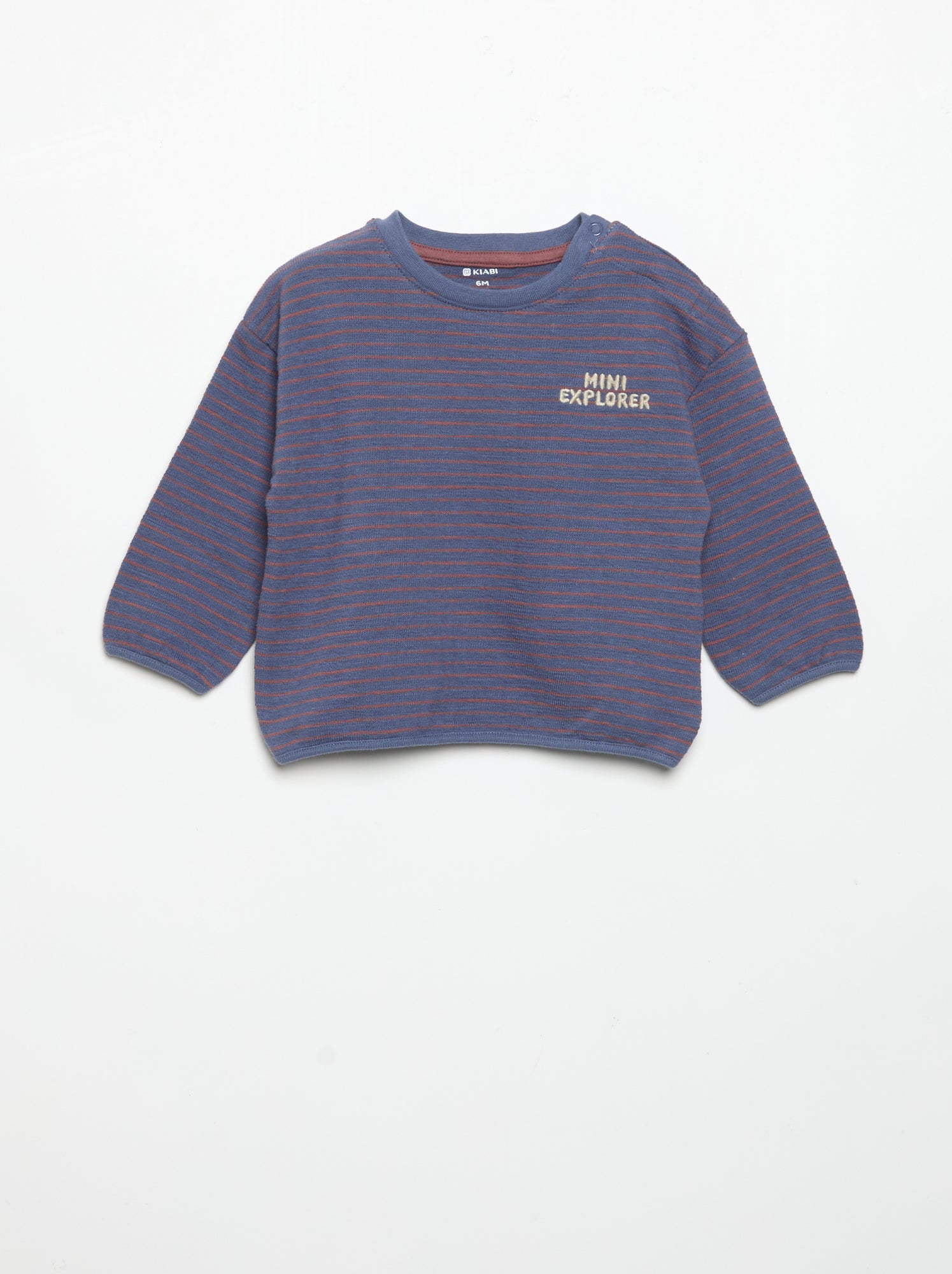 T-shirt rayé manches longues - Bleu