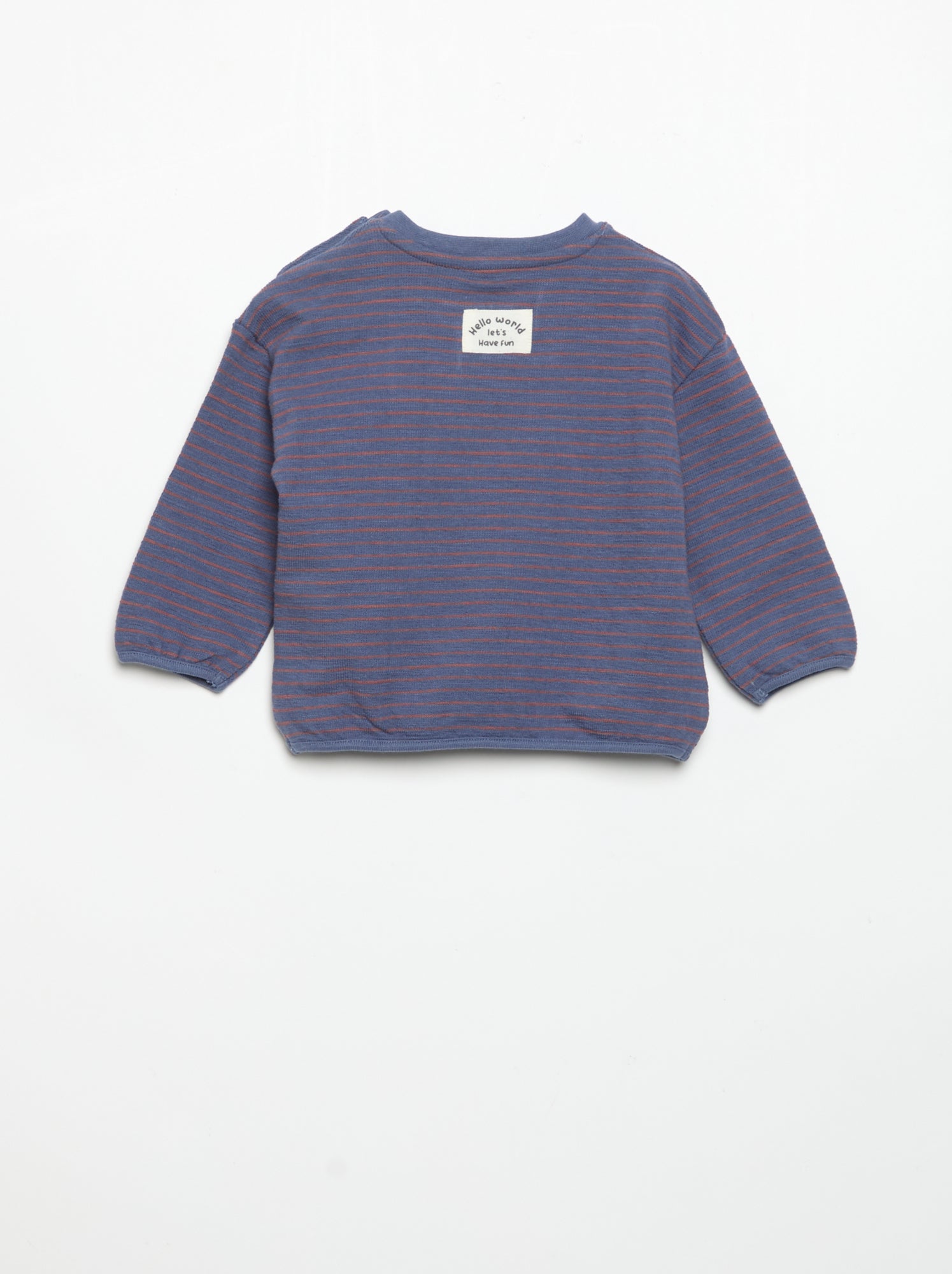 T-shirt rayé manches longues - Bleu