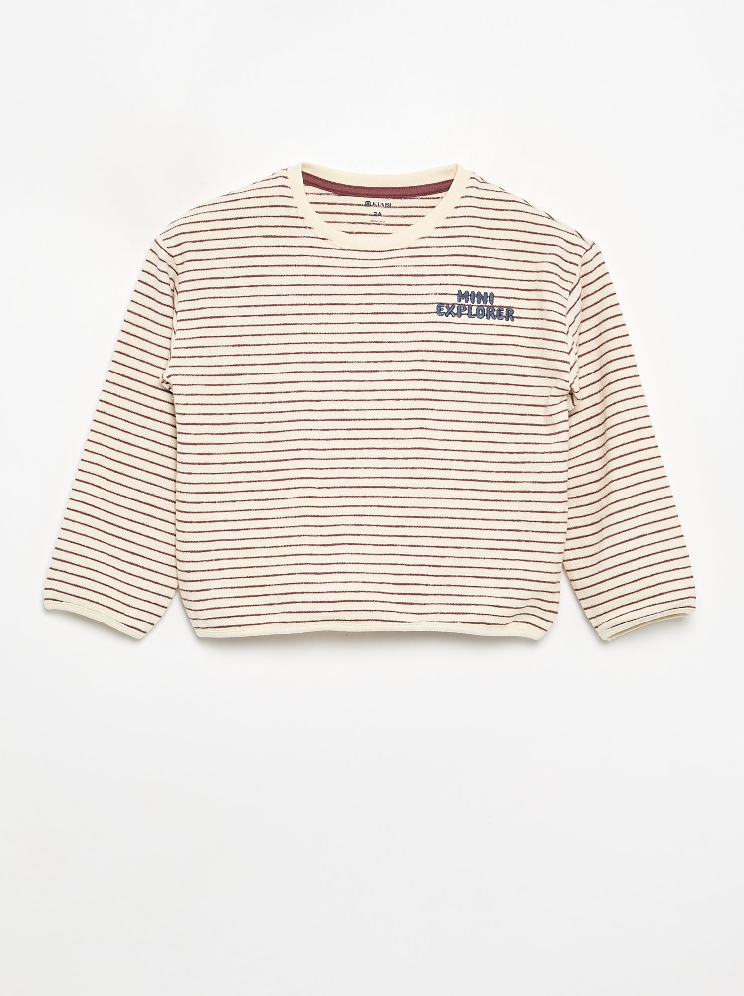 T-shirt rayé manches longues - Rouge