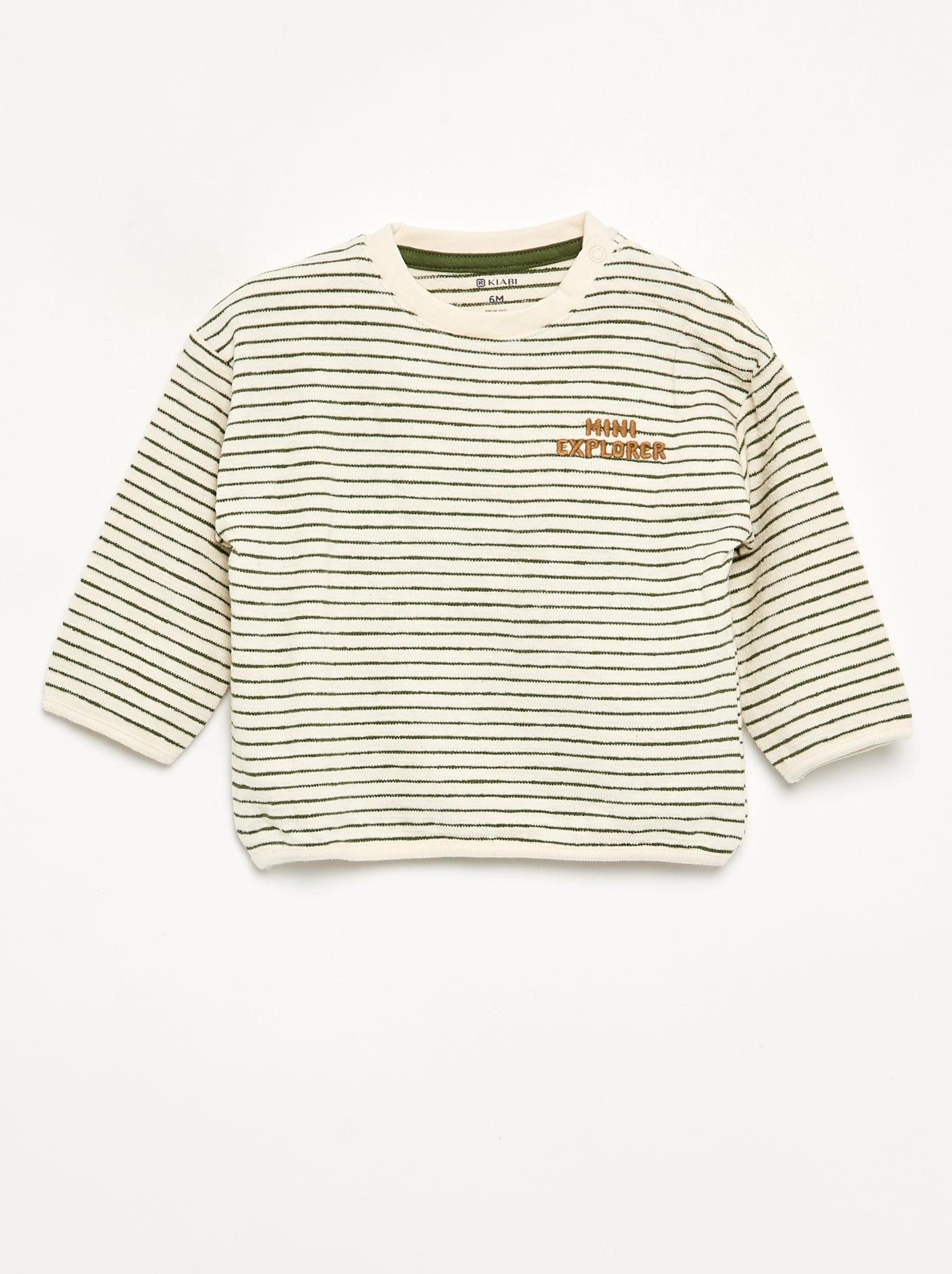 T-shirt rayé manches longues - Vert