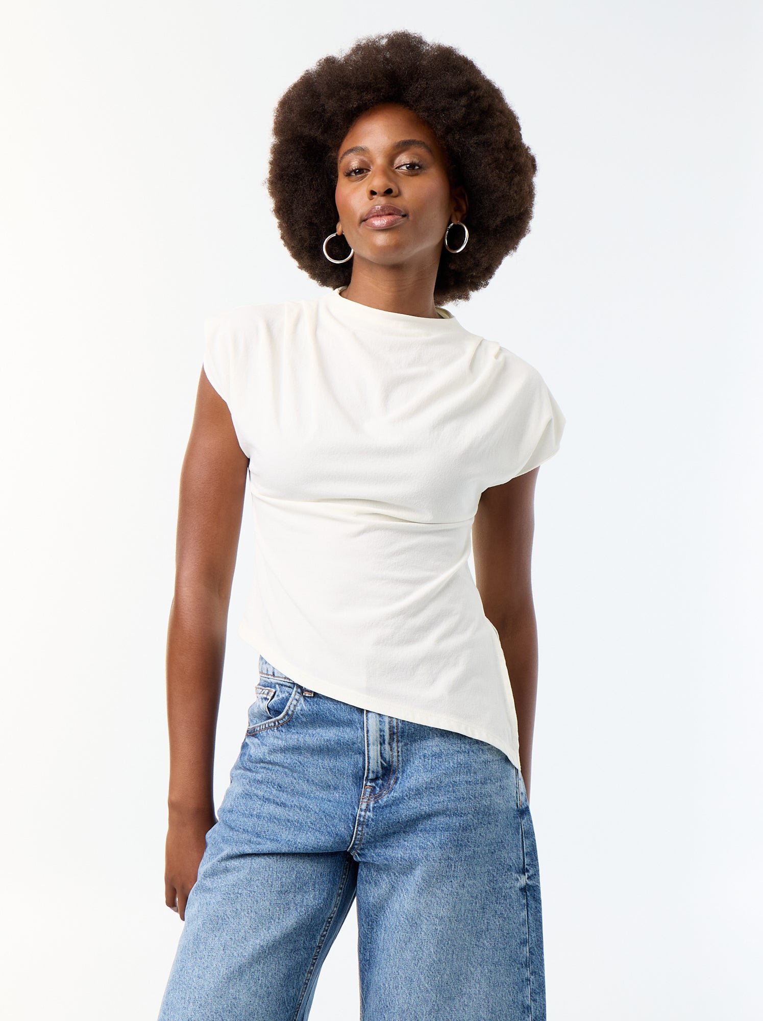 T-shirt sans manches asymétrique - Blanc