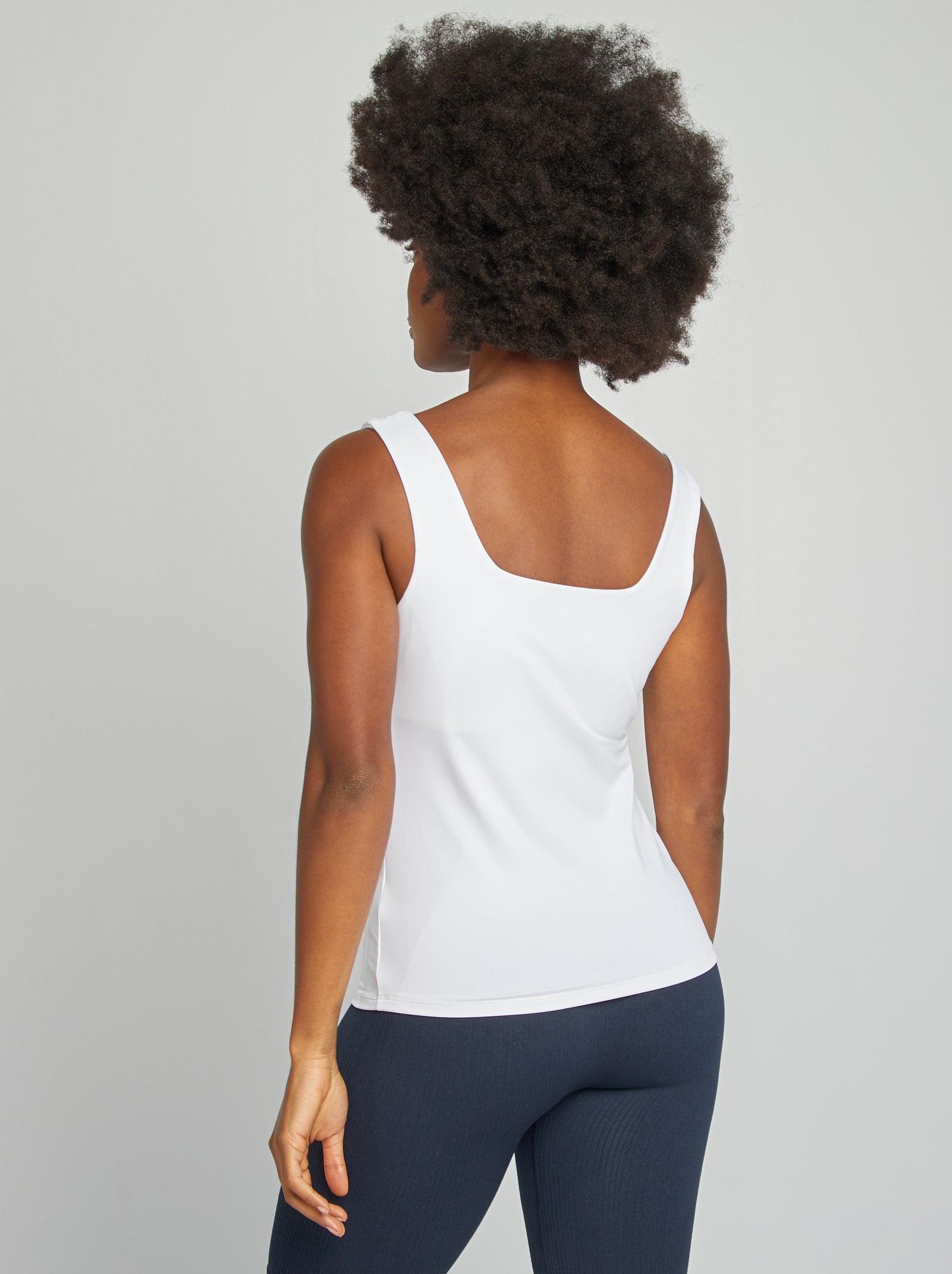 T-shirt stretch à col carré - Blanc