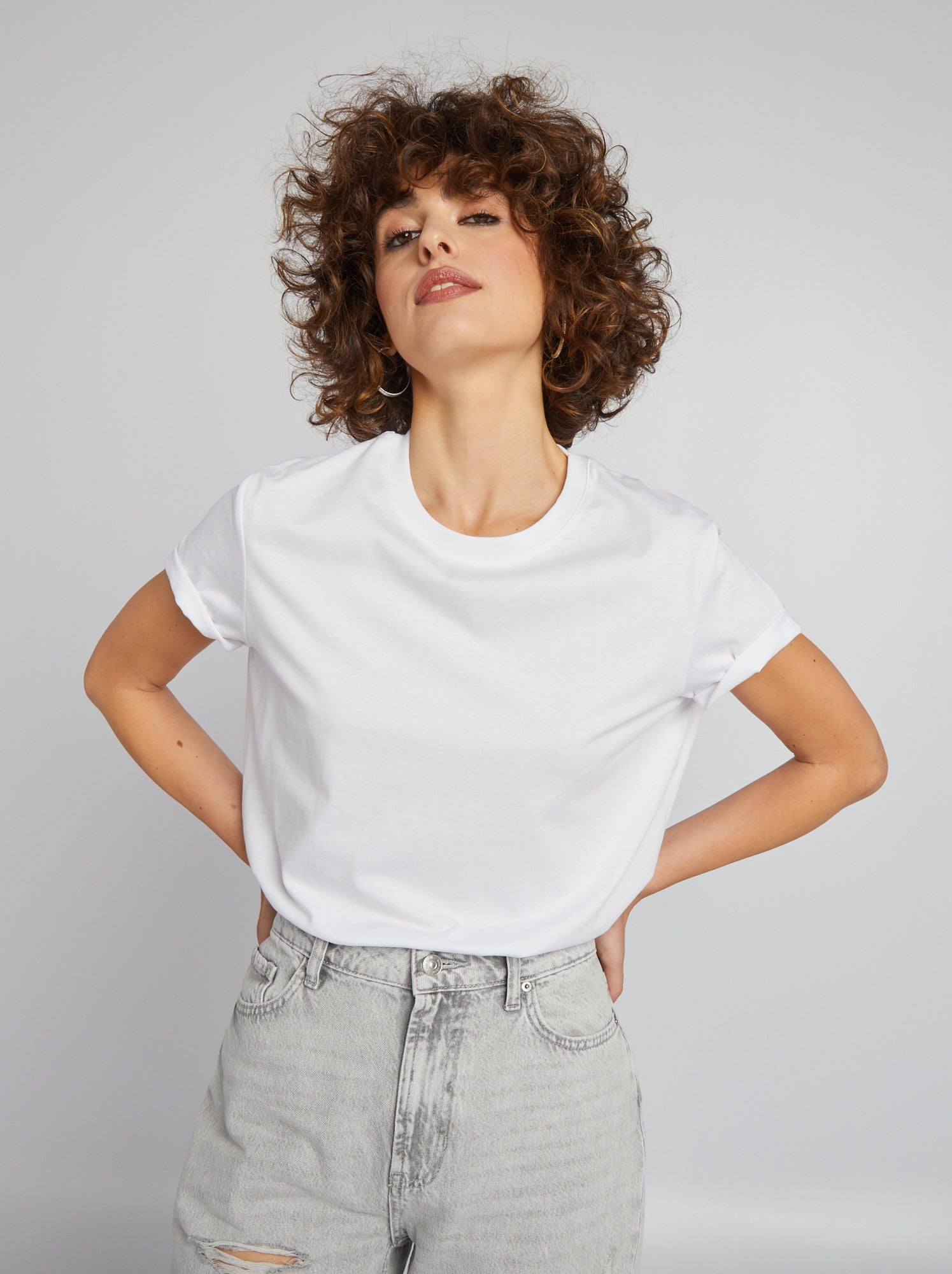 T-shirt uni en jersey - Blanc