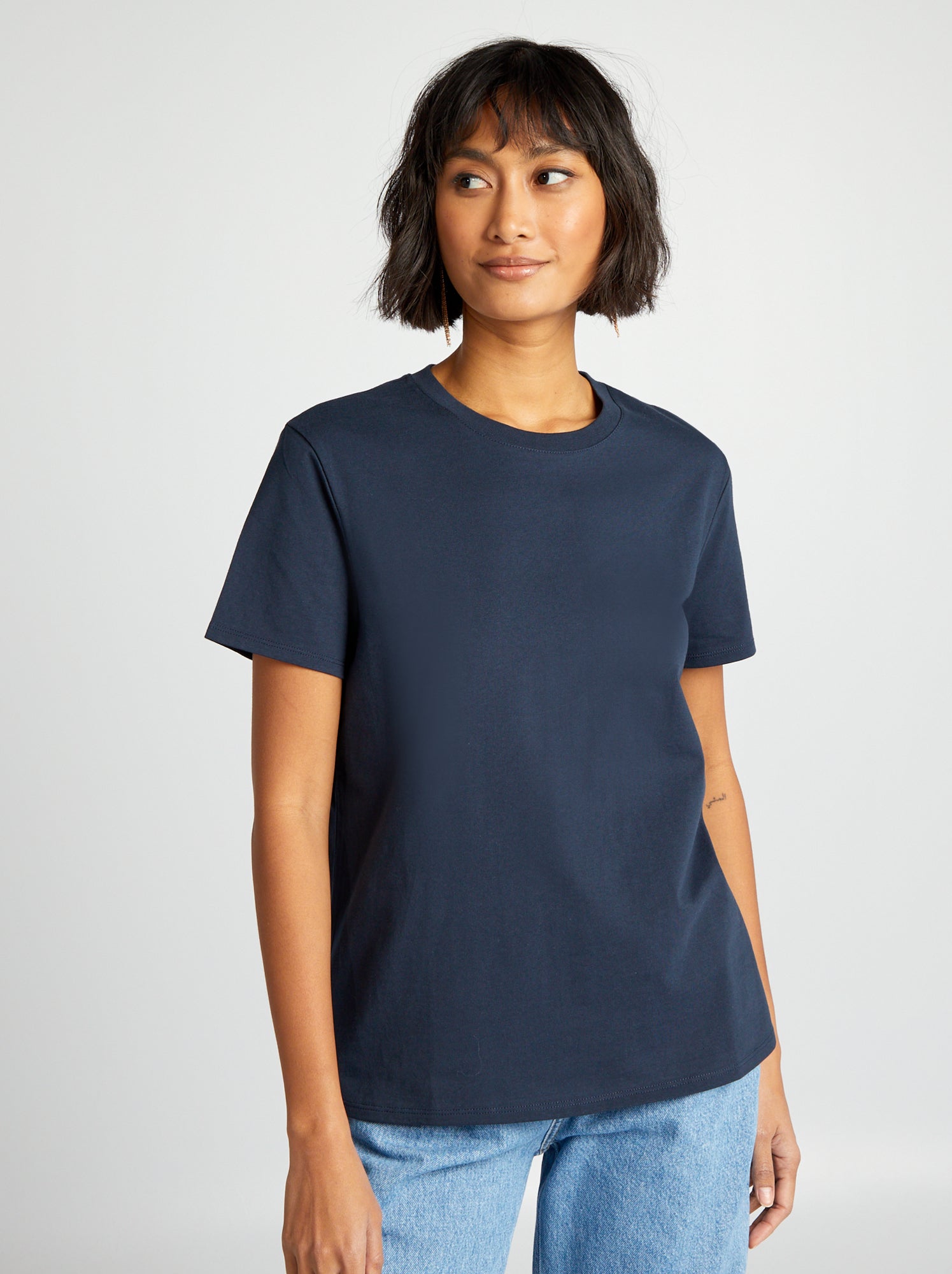 T-shirt uni en jersey - Bleu