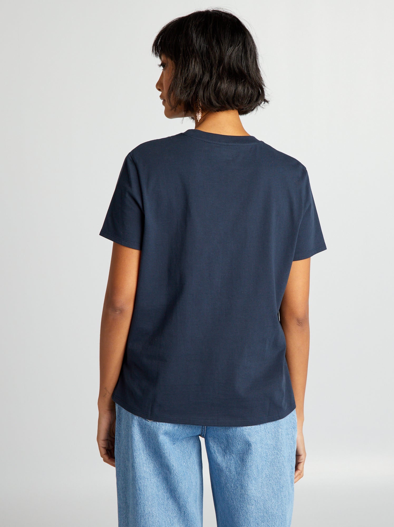 T-shirt uni en jersey - Bleu