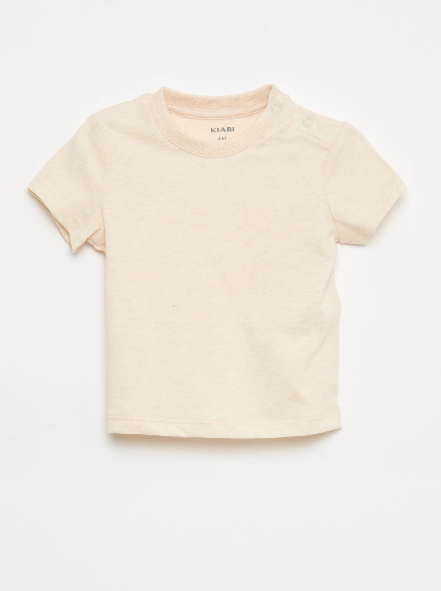 T-shirt uni en jersey coton - Beige