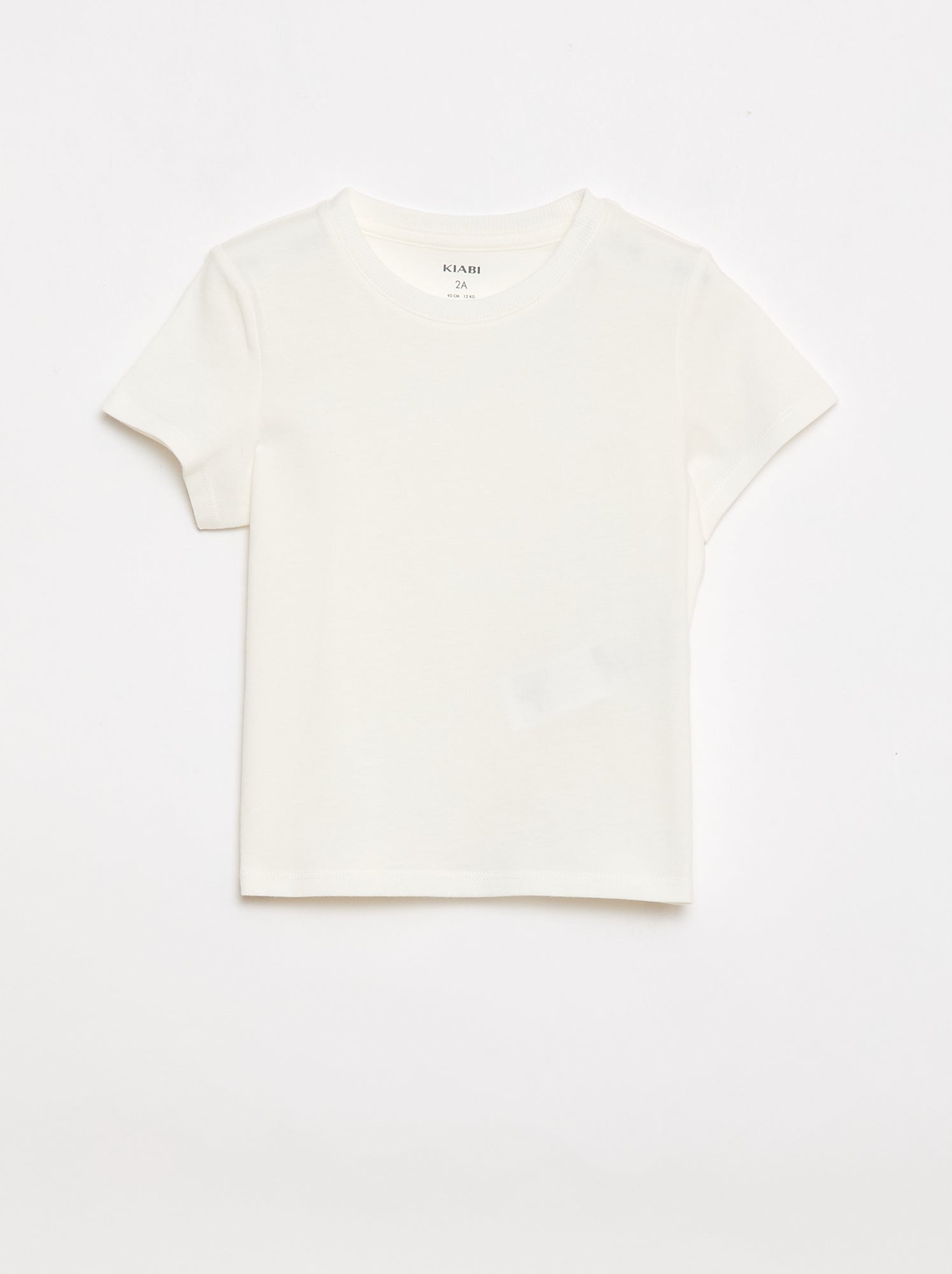 T-shirt uni en jersey coton - Blanc (FED43_14)
