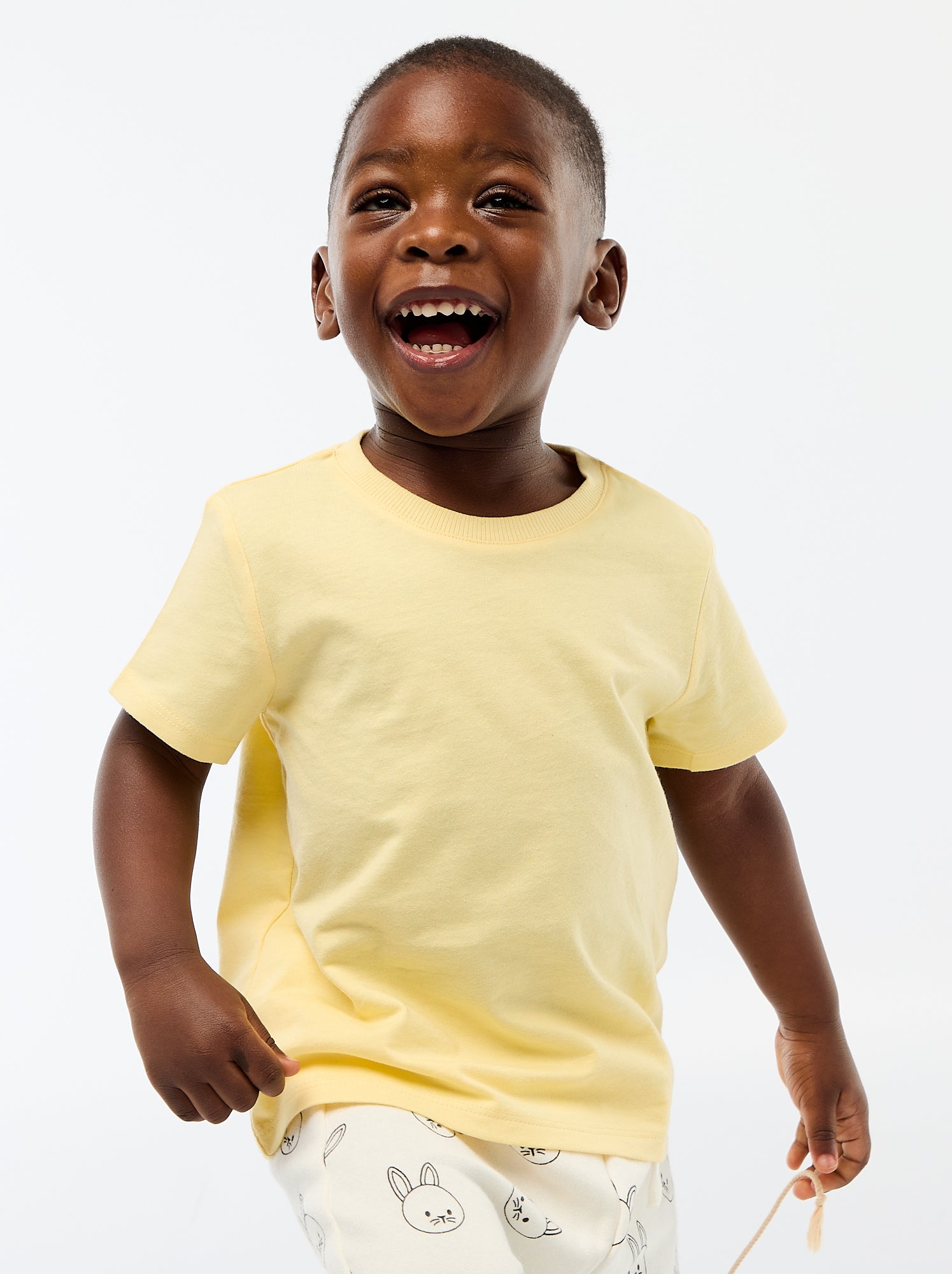 T-shirt uni en jersey coton - Jaune