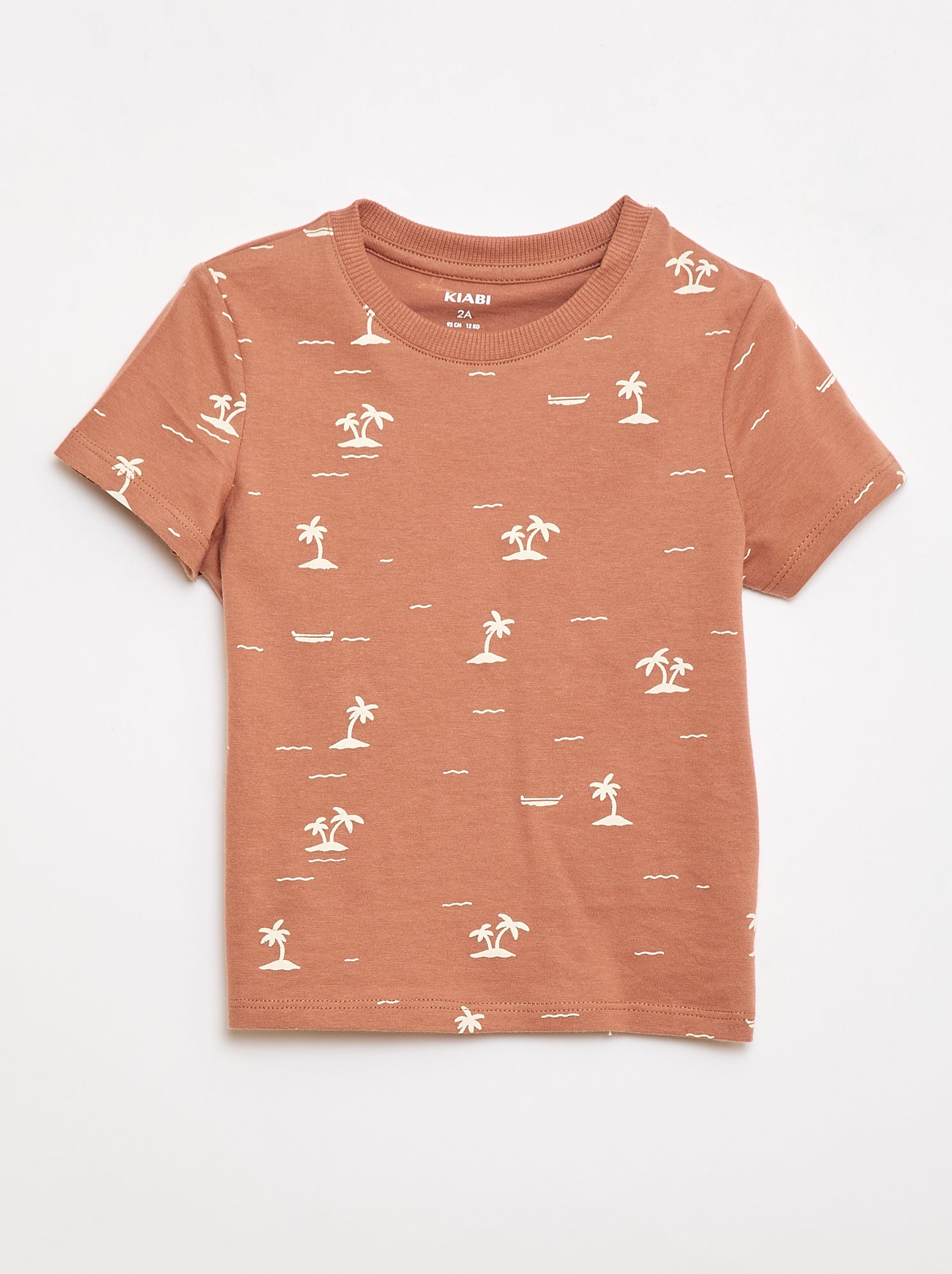 T-shirt uni en jersey coton - Marron