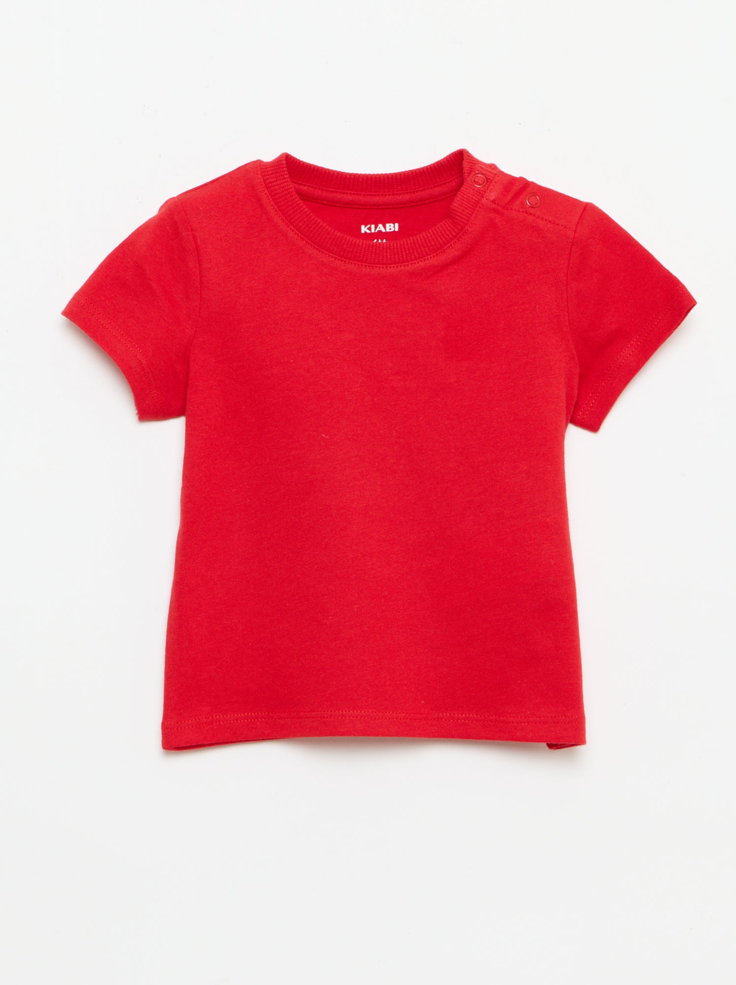 T-shirt uni en jersey coton - Rouge