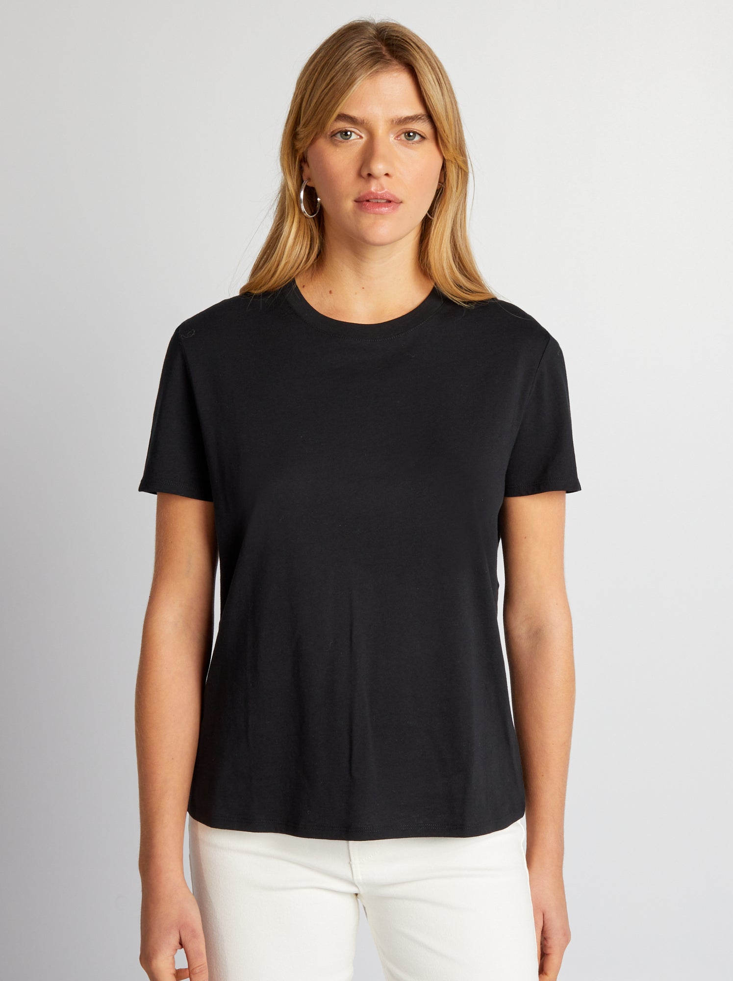 T-shirt uni en jersey - Noir