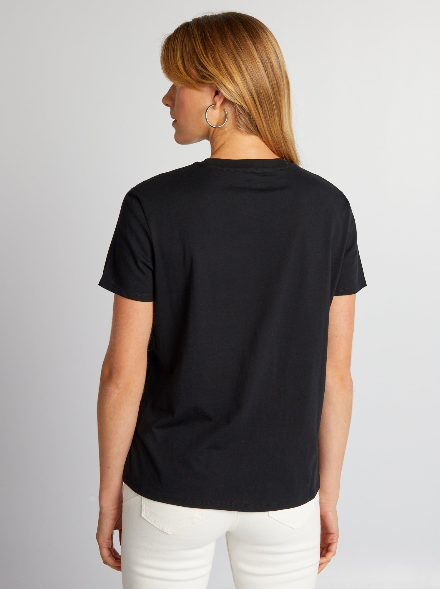 T-shirt uni en jersey - Noir