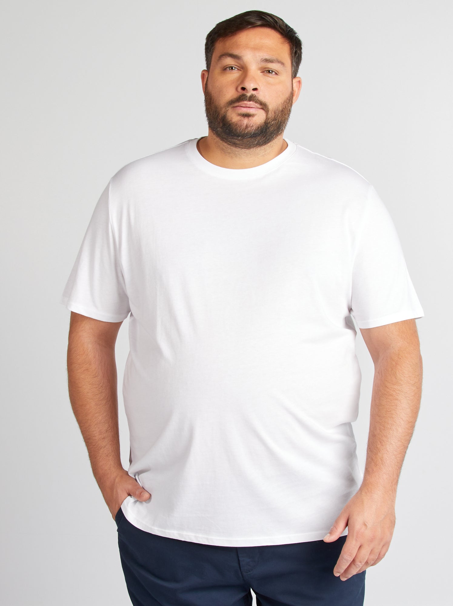 T-shirt uni en maille jersey - Blanc