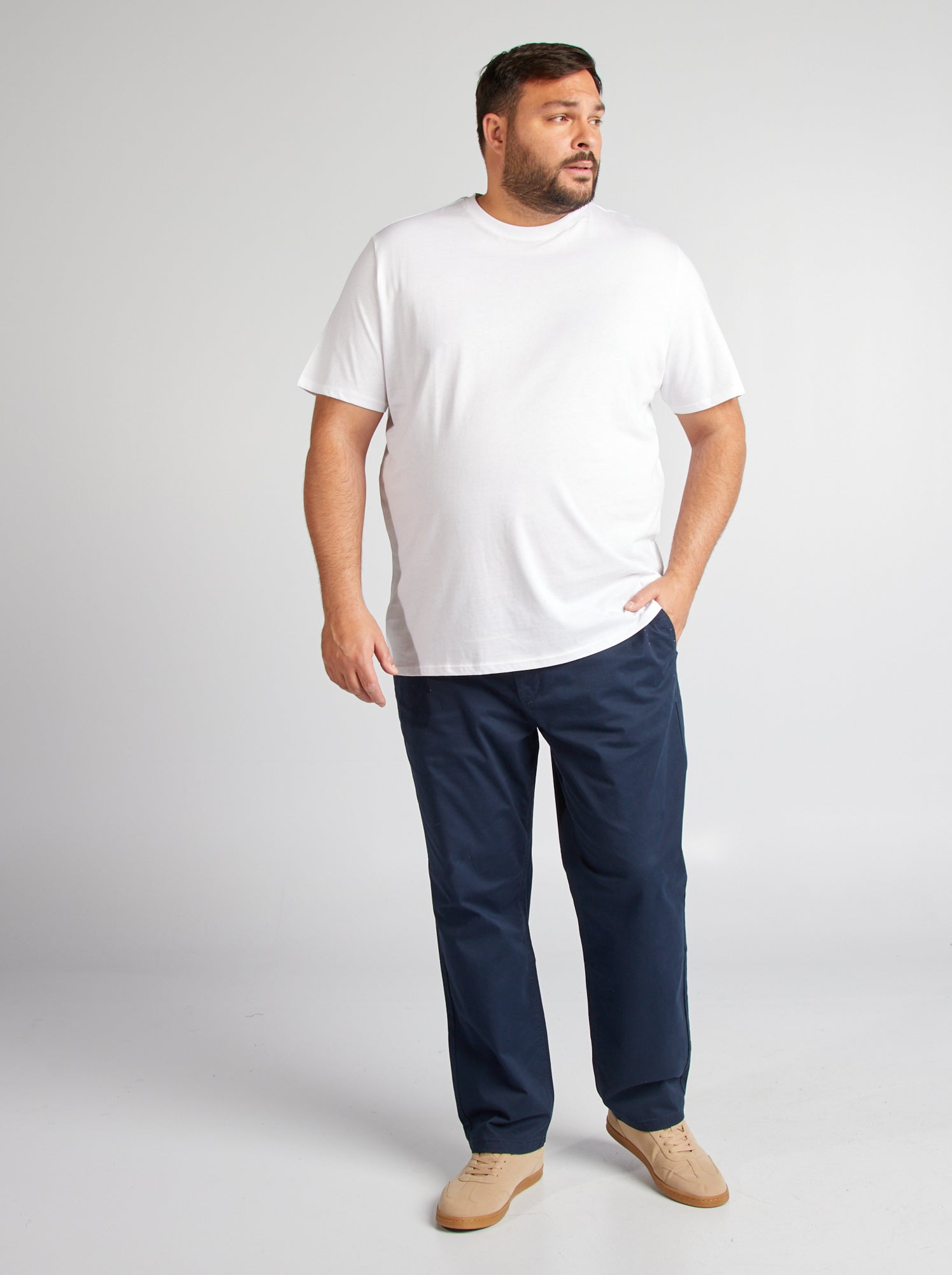 T-shirt uni en maille jersey - Blanc