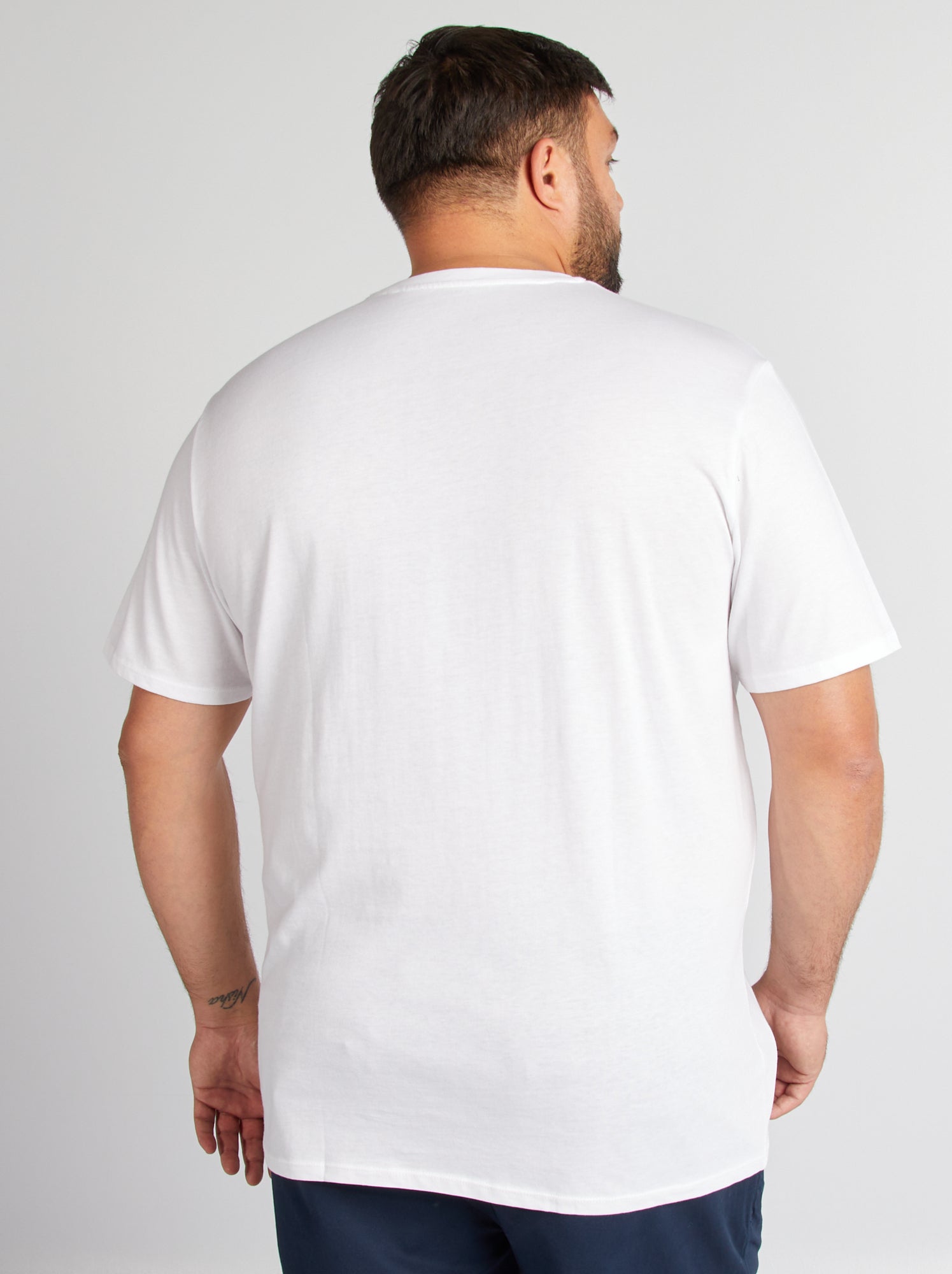 T-shirt uni en maille jersey - Blanc