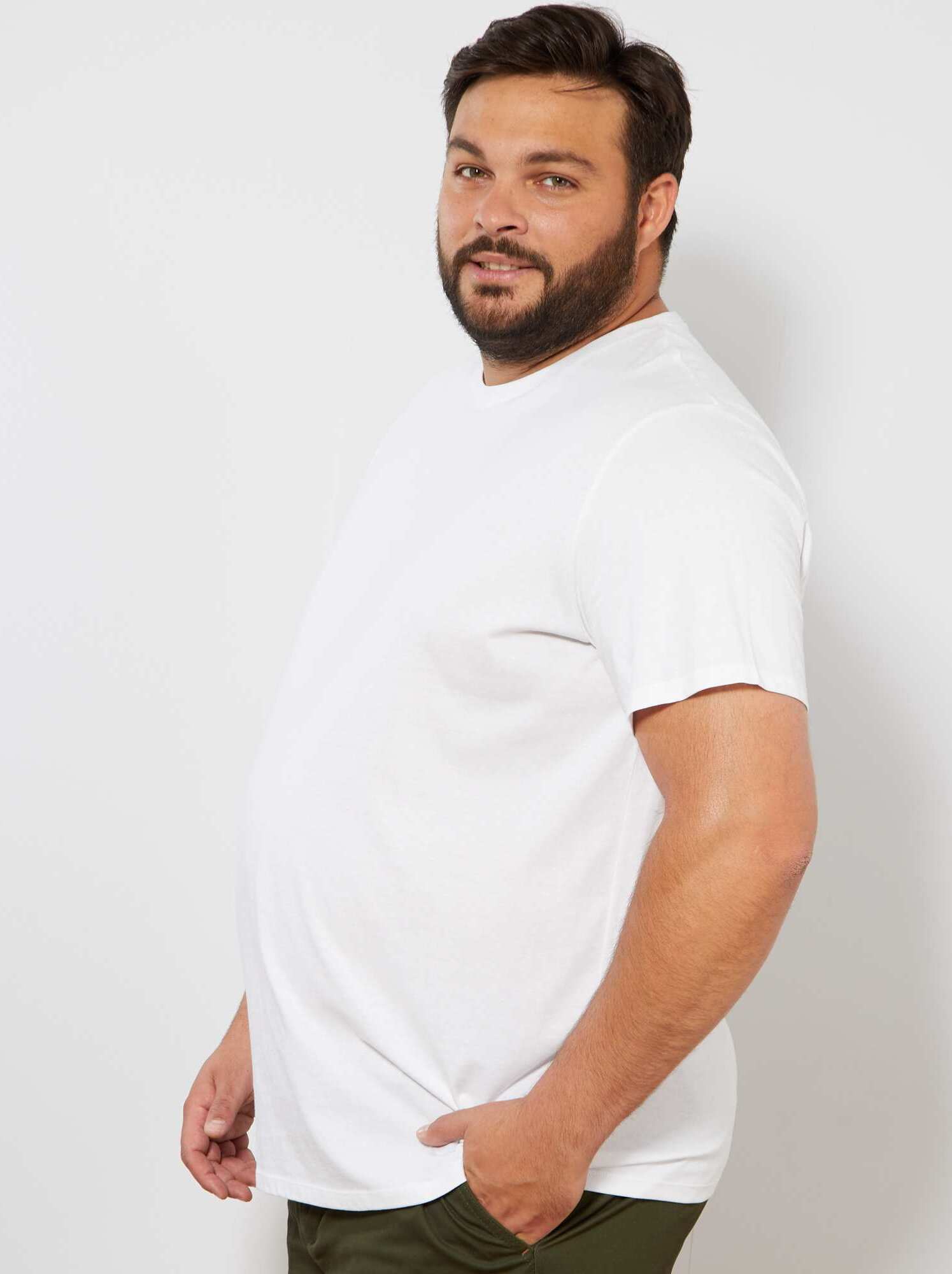 T-shirt uni en maille jersey - Blanc