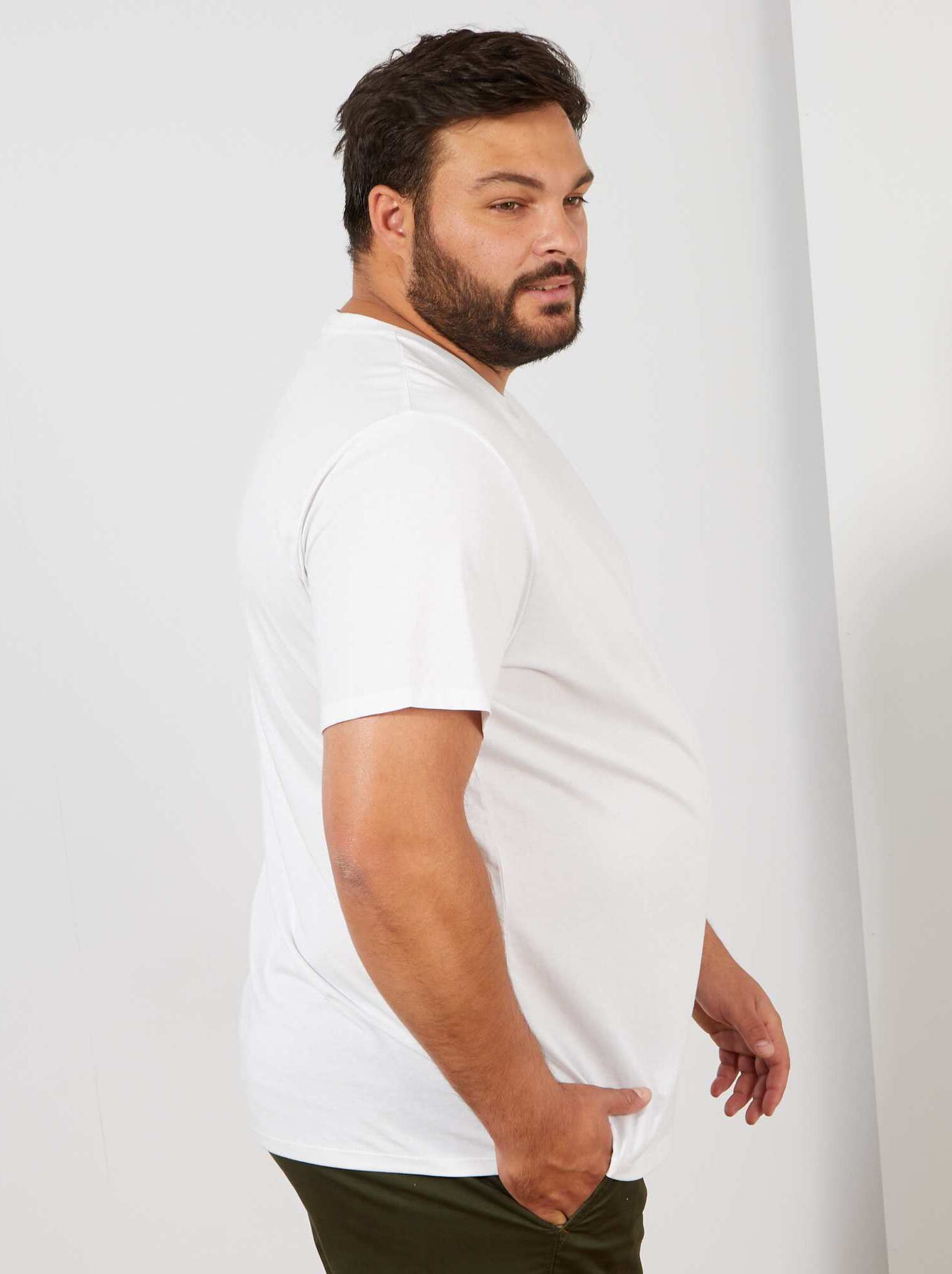 T-shirt uni en maille jersey - Blanc