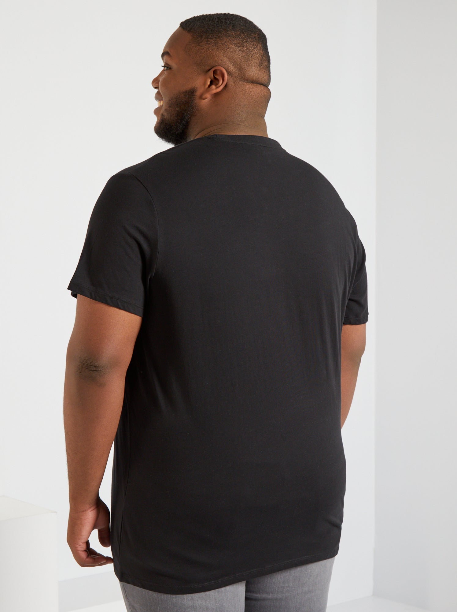 T-shirt uni en maille jersey - Noir