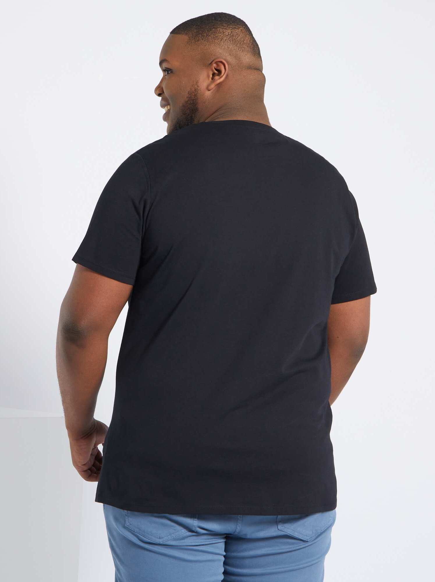 T-shirt uni en maille jersey - Noir