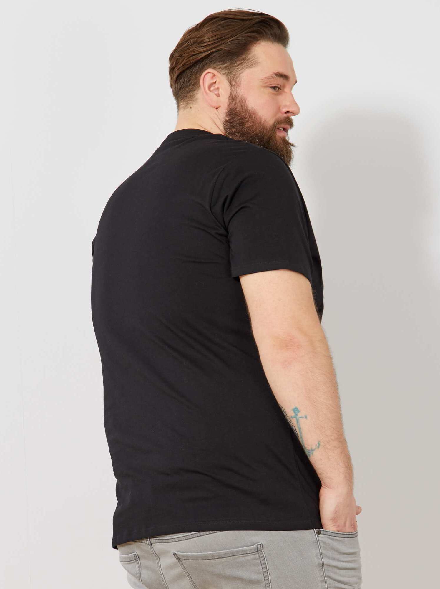 T-shirt uni en maille jersey - Noir