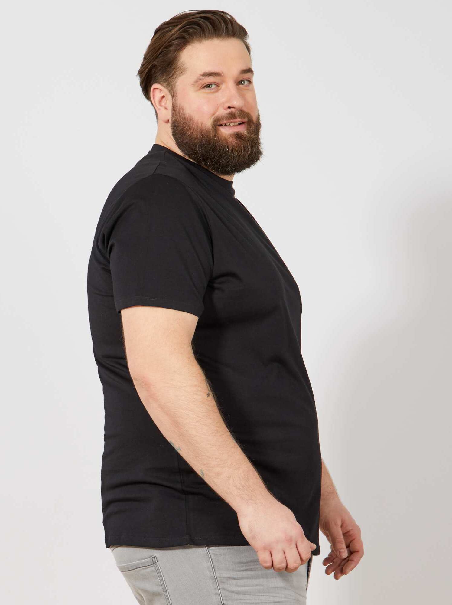 T-shirt uni en maille jersey - Noir