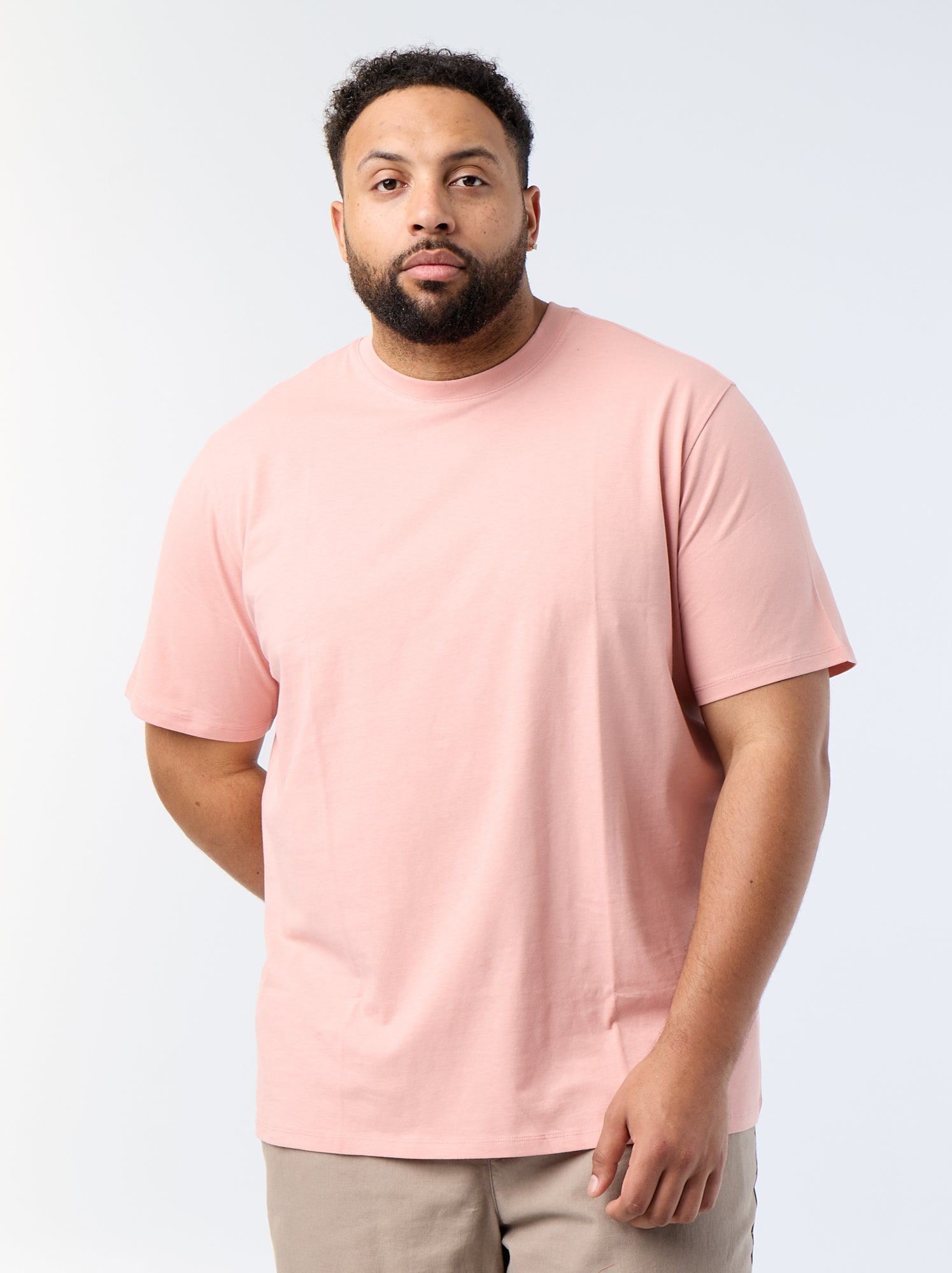 T-shirt uni en maille jersey - Rose