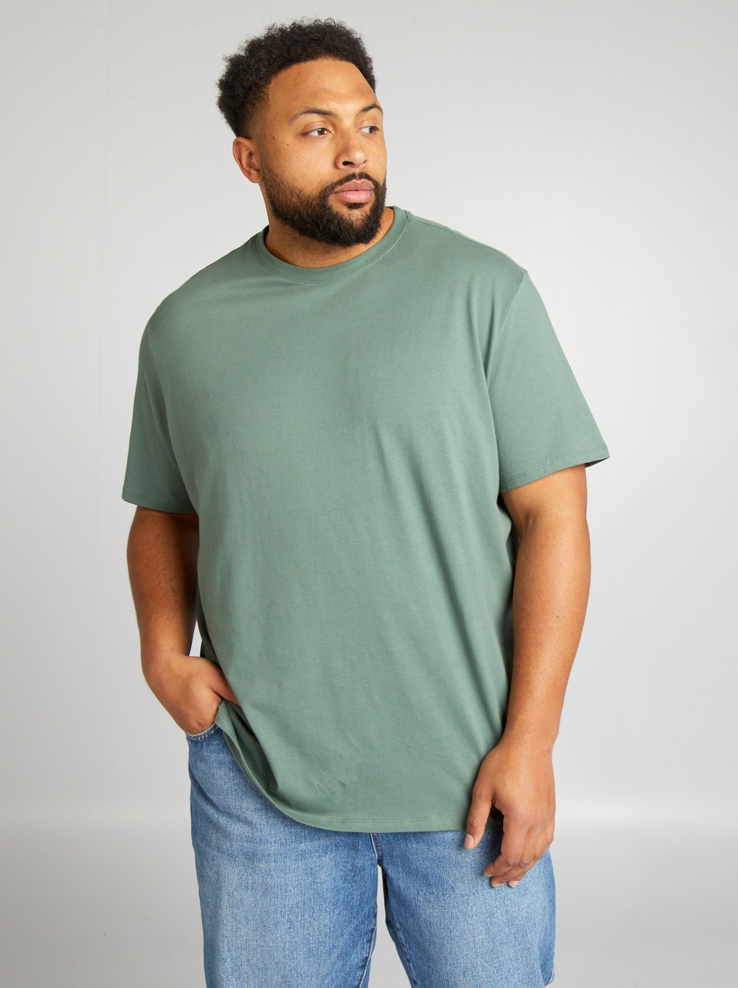 T-shirt uni en maille jersey - Vert forêt