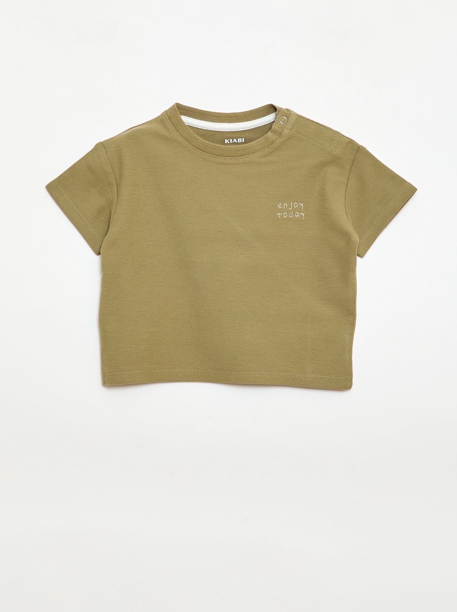 T-shirt rayé manches courtes en coton - Vert