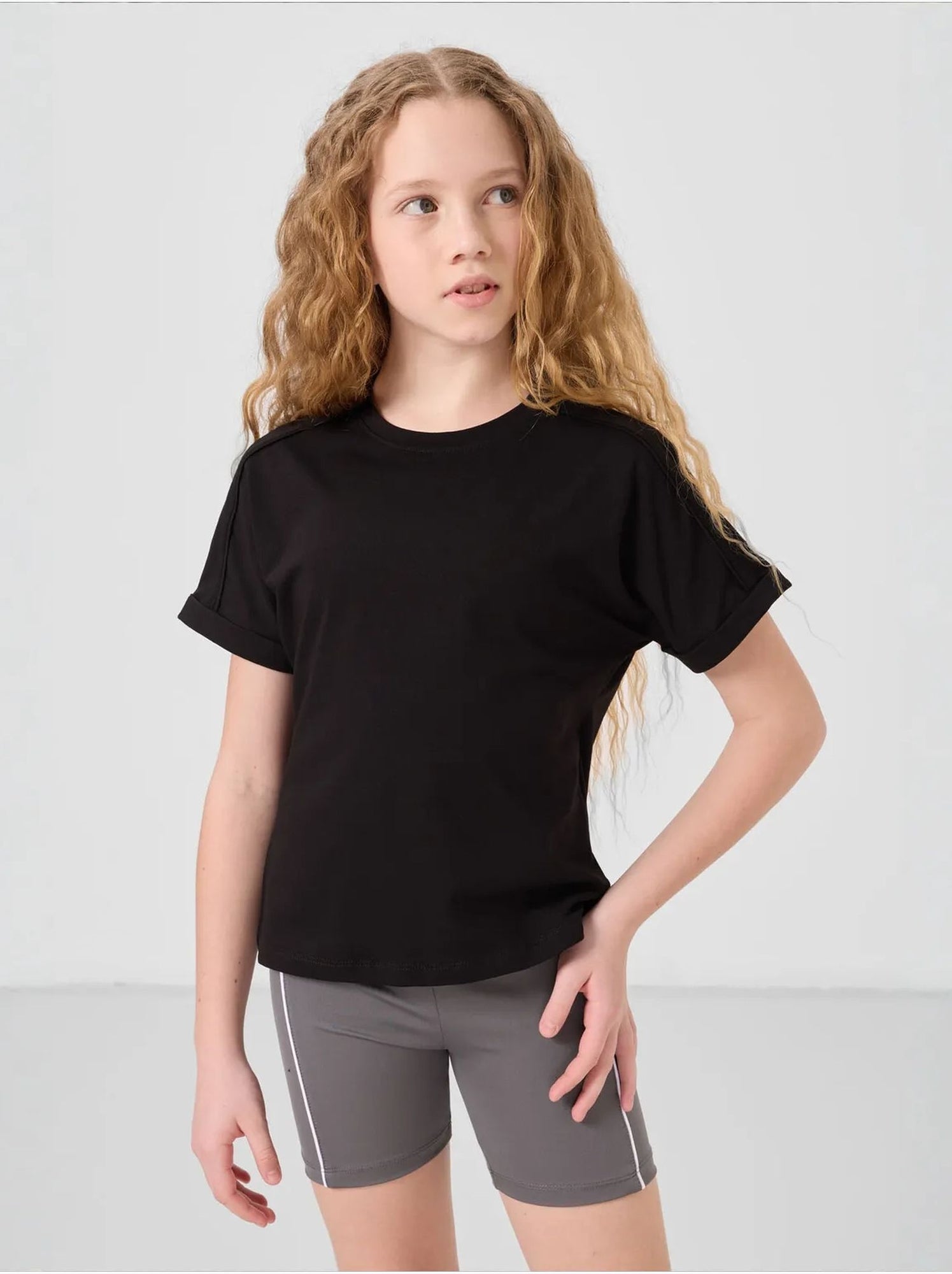 T-shirt unisexe junior en coton et élasthanne tommy - Noir