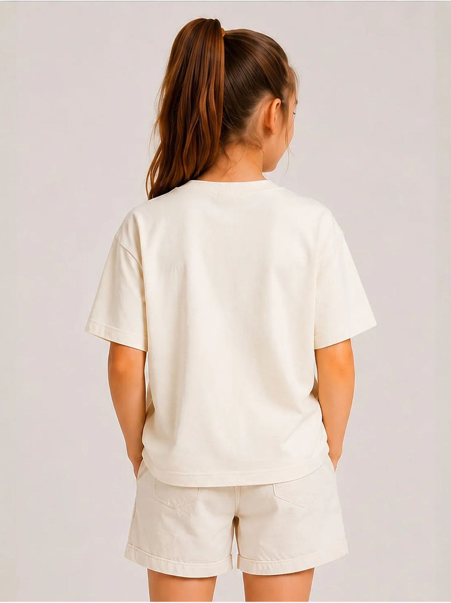 T-shirt unisexe junior en mélange de coton tommy - Crème