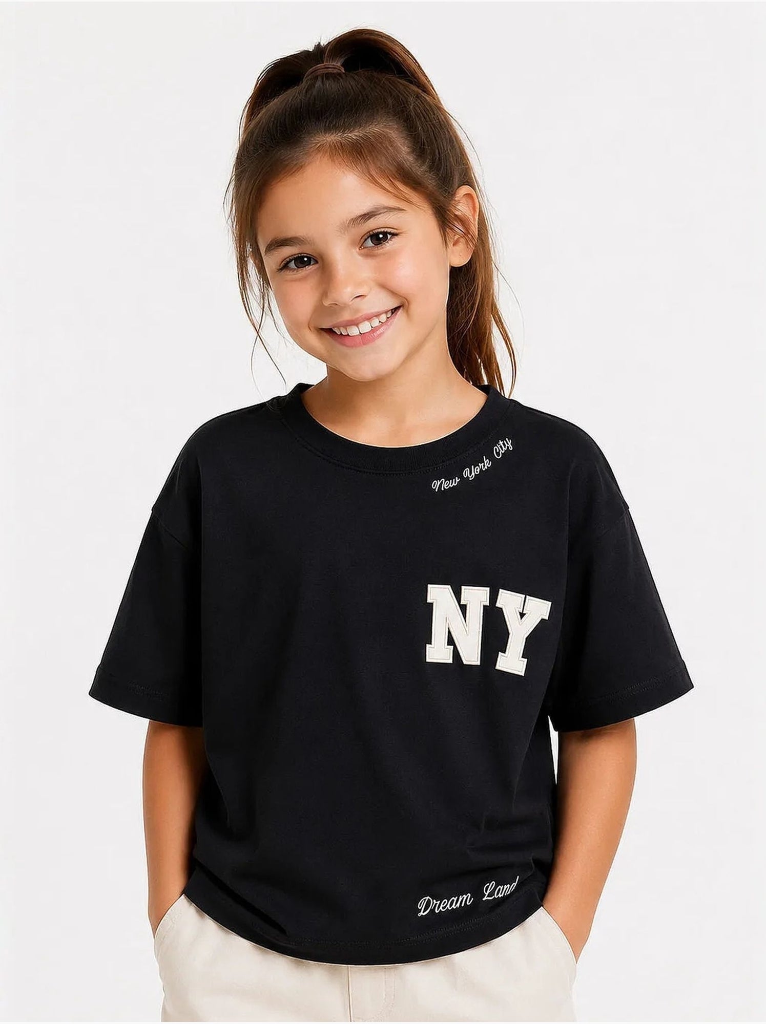 T-shirt unisexe junior en mélange de coton tommy - Noir