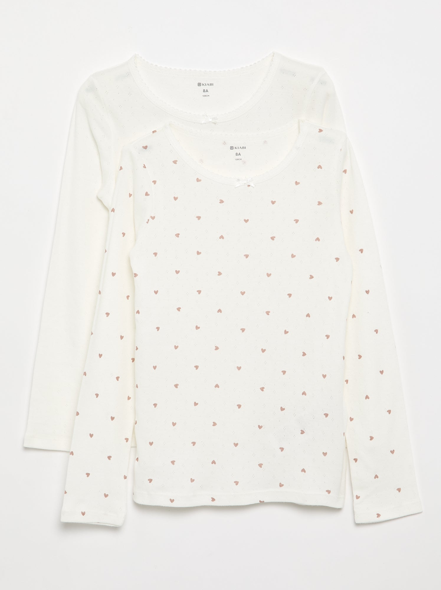 T-shirts en maille pointelle - Lot de 2 - Beige
