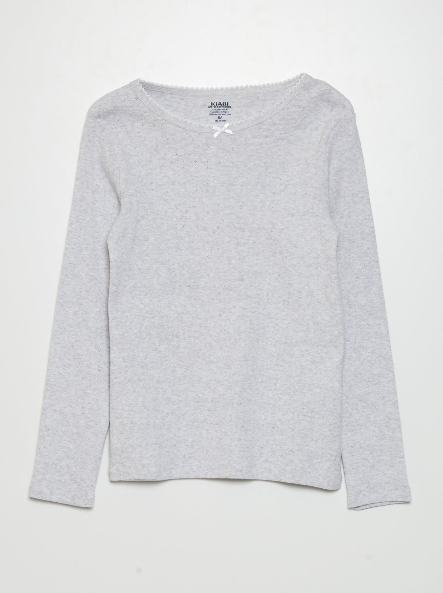 T-shirts en maille pointelle - Lot de 2 - Blanc/gris