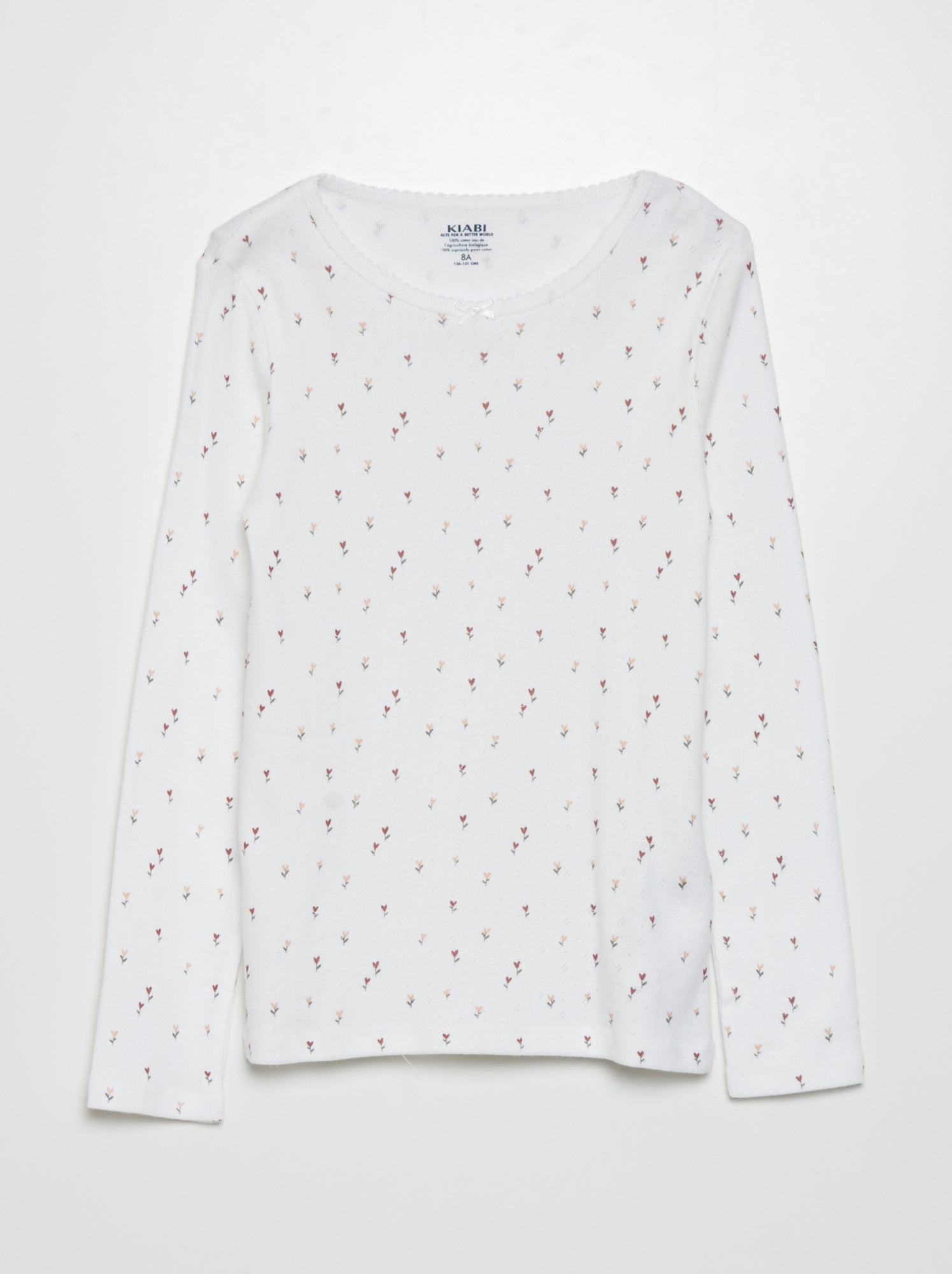 T-shirts en maille pointelle - Lot de 2 - Blanc/gris