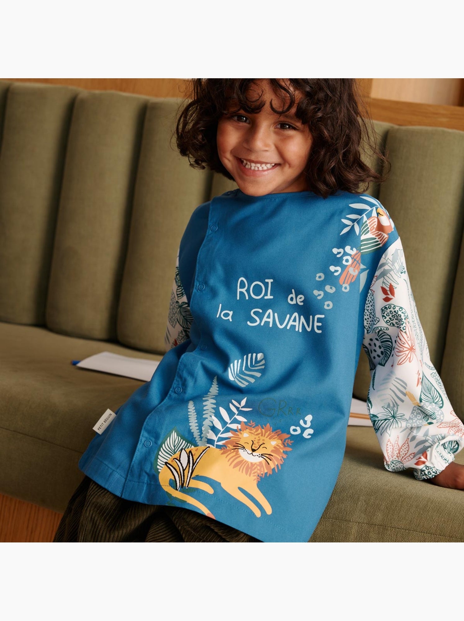 Tablier enfant roi de la savane - Bleu