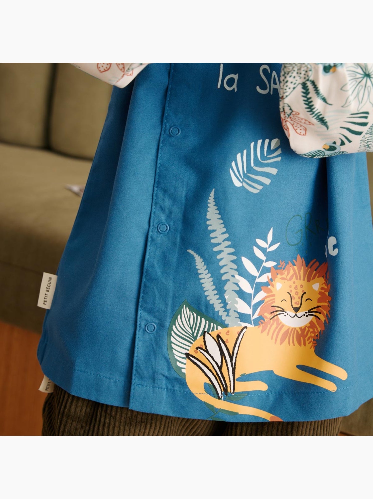 Tablier enfant roi de la savane - Bleu