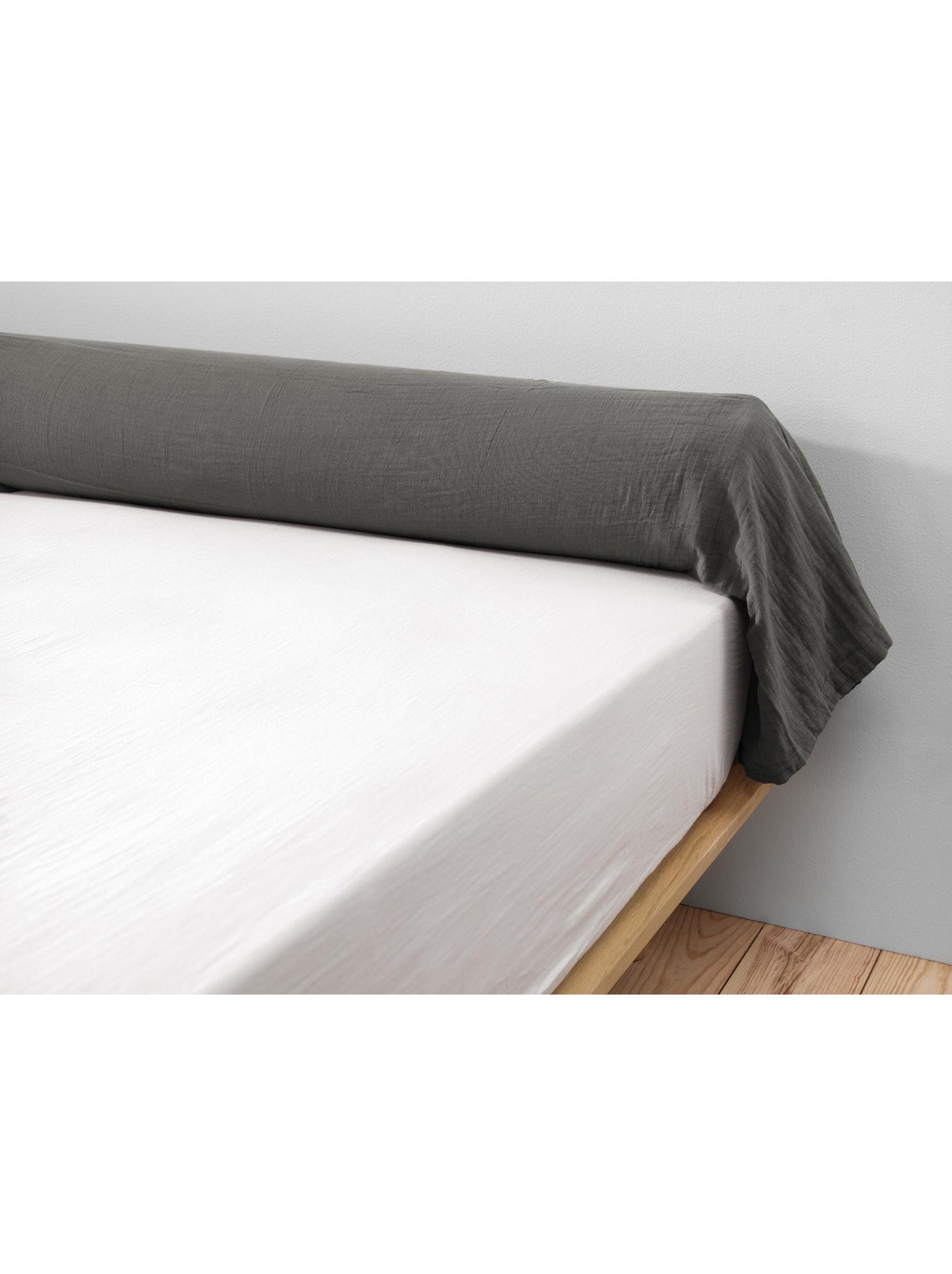 Taie de traversin - double gaze de coton unie - gaïa - Gris Granit