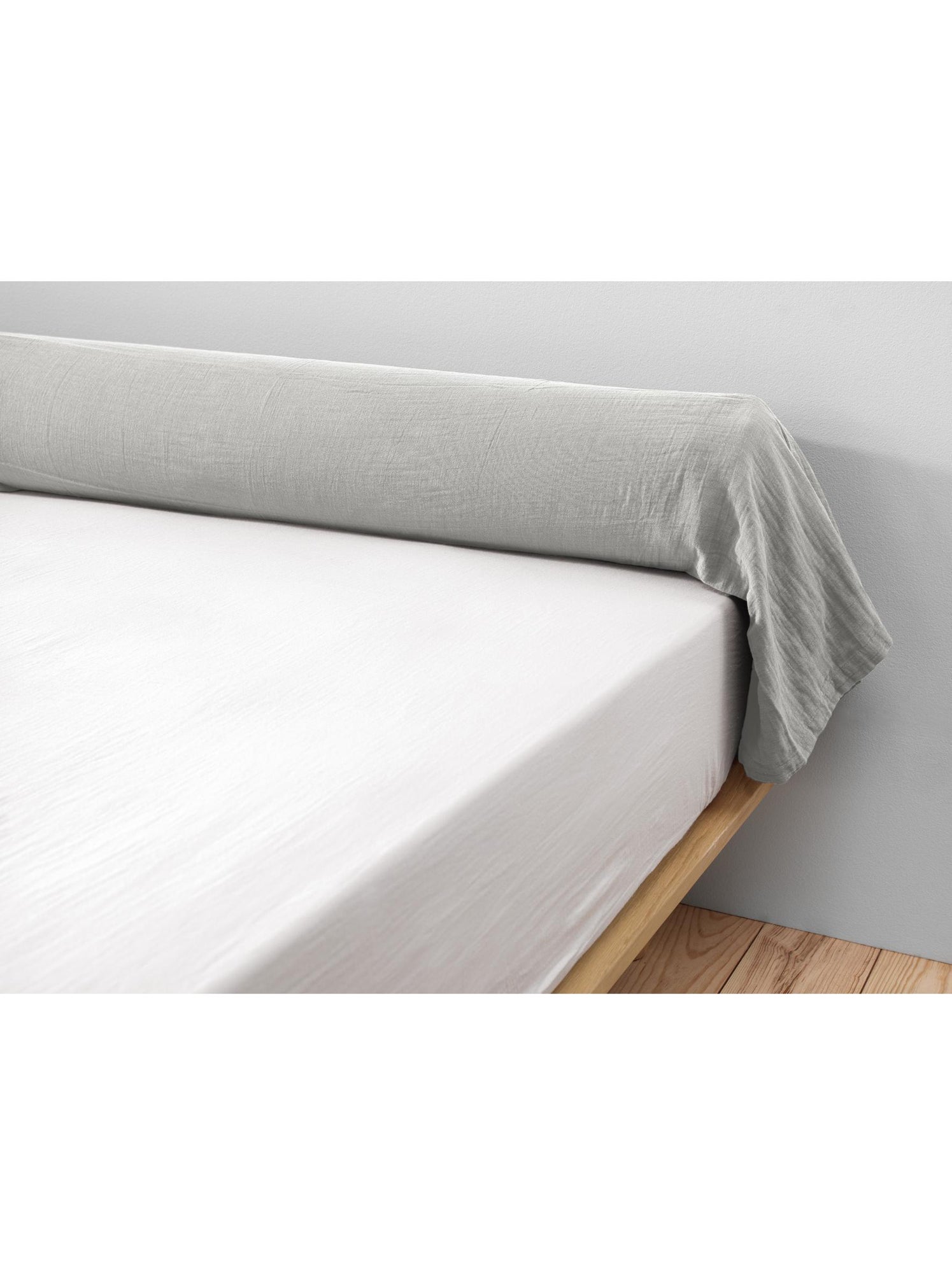 Taie de traversin - double gaze de coton unie - gaïa - Gris nuage