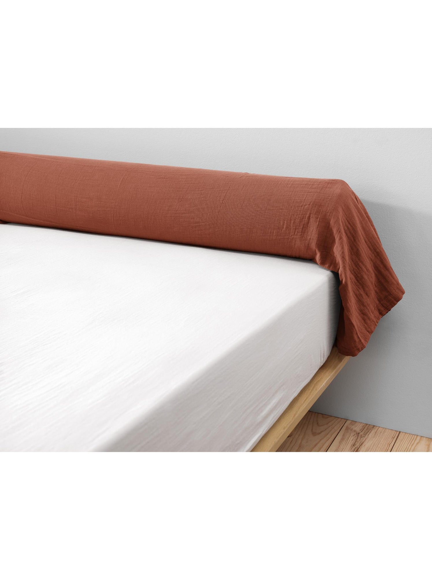 Taie de traversin - double gaze de coton unie - gaïa - Terracotta