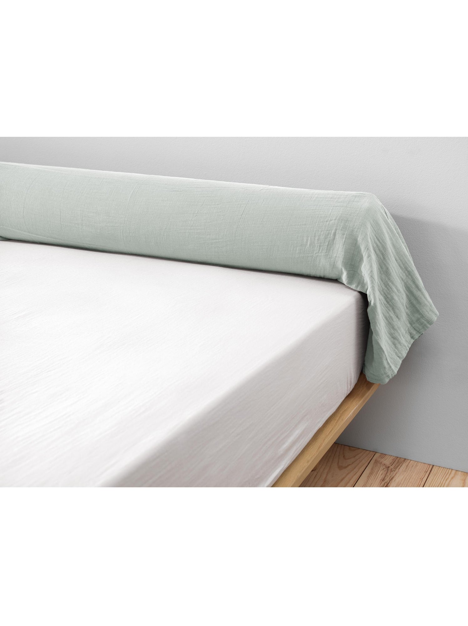 Taie de traversin - double gaze de coton unie - gaïa - Vert eucalyptus